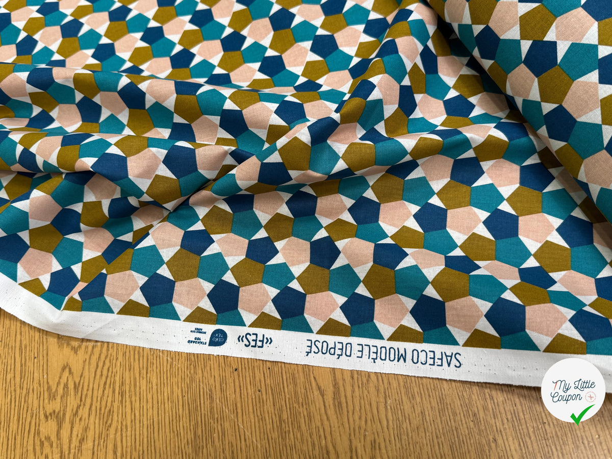 PERCALE DE COTON FES BLEU 150 CM - My Little Coupon
