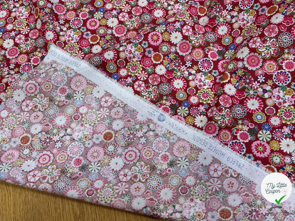 PERCALE DE COTON HINATA ROSE 150 CM - My Little Coupon
