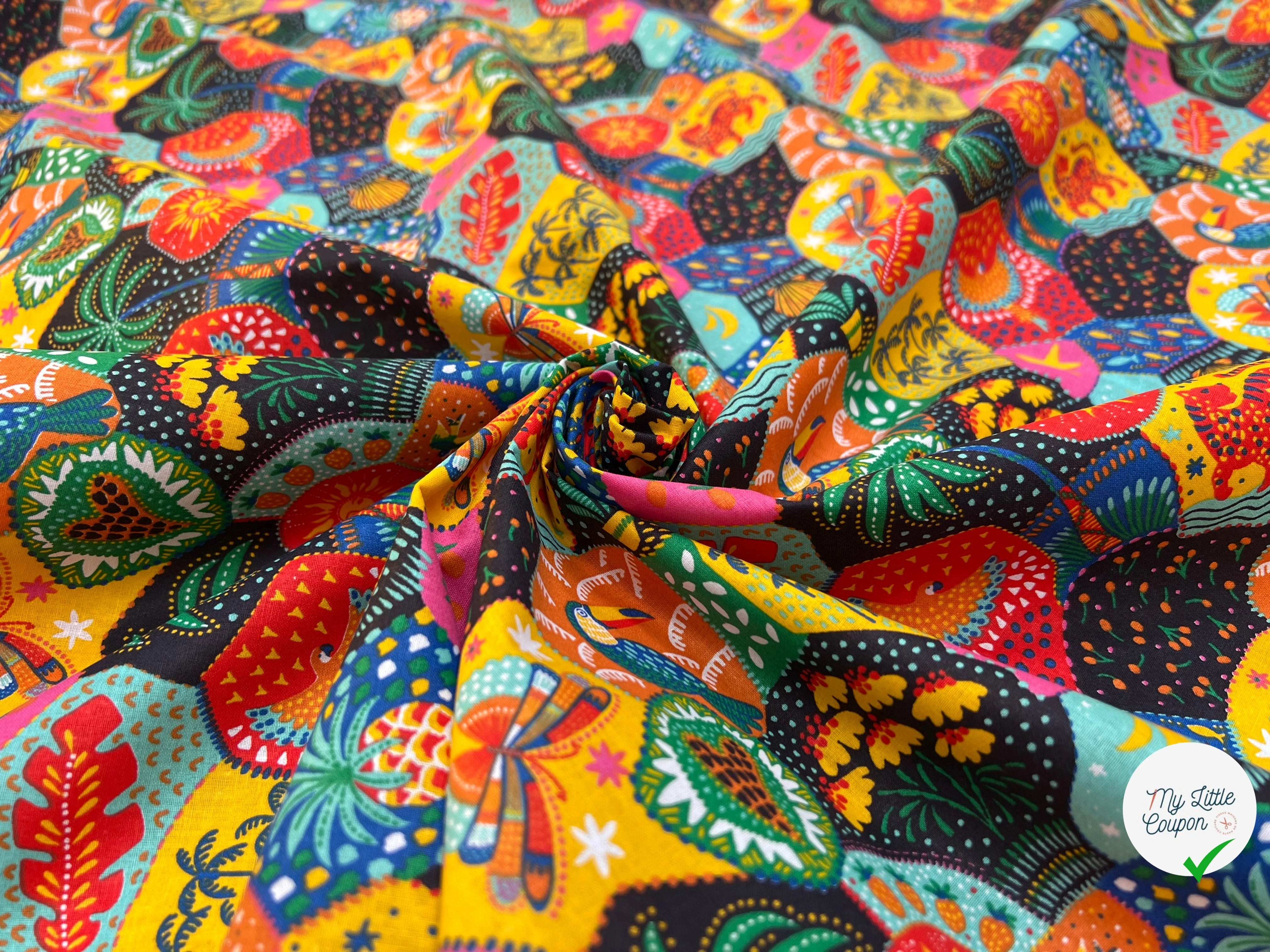 PERCALE DE COTON JANEIRO NOIR MULTICO 150 CM - My Little Coupon