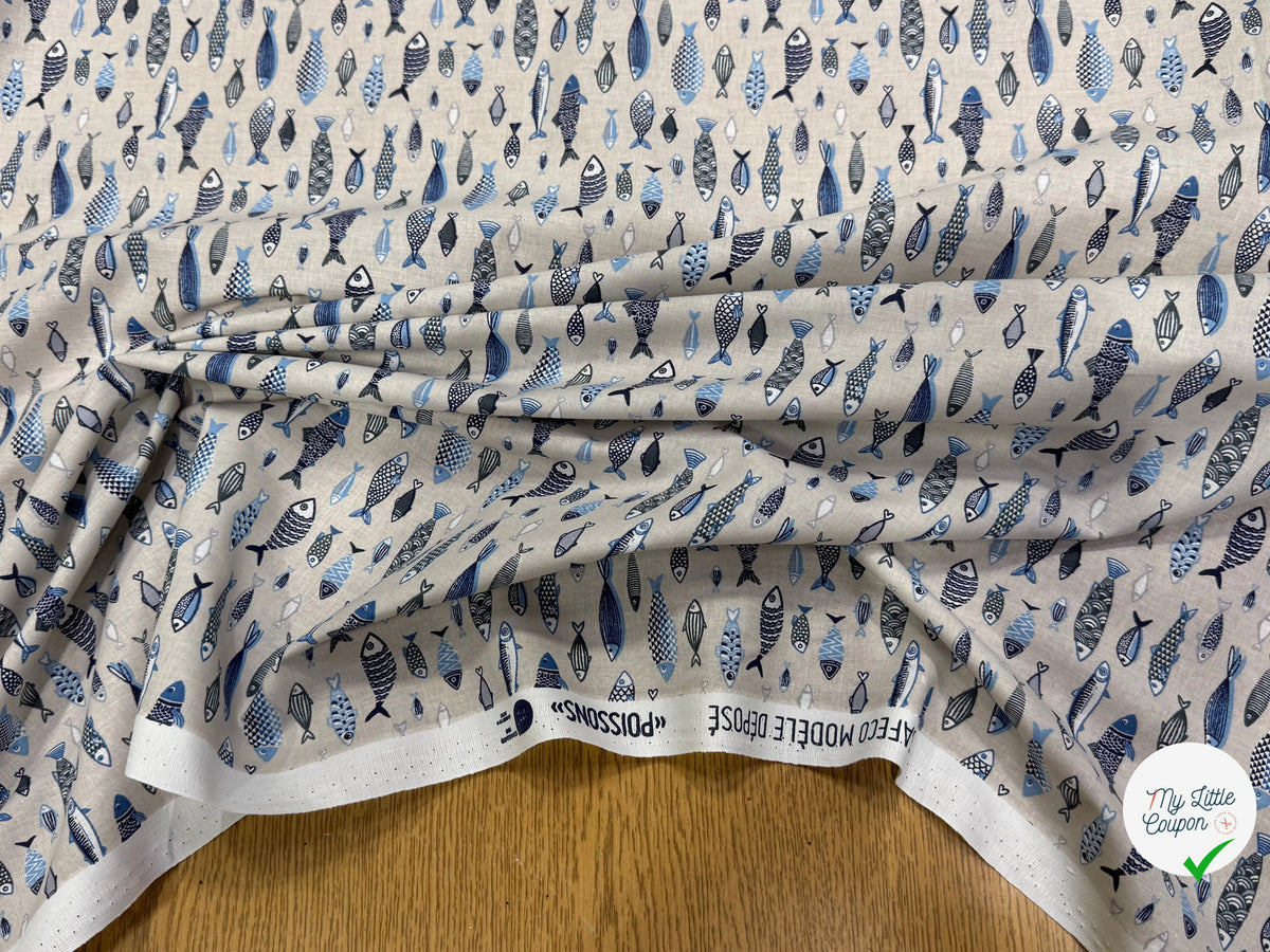 PERCALE DE COTON POISSON LIN 150 CM - My Little Coupon