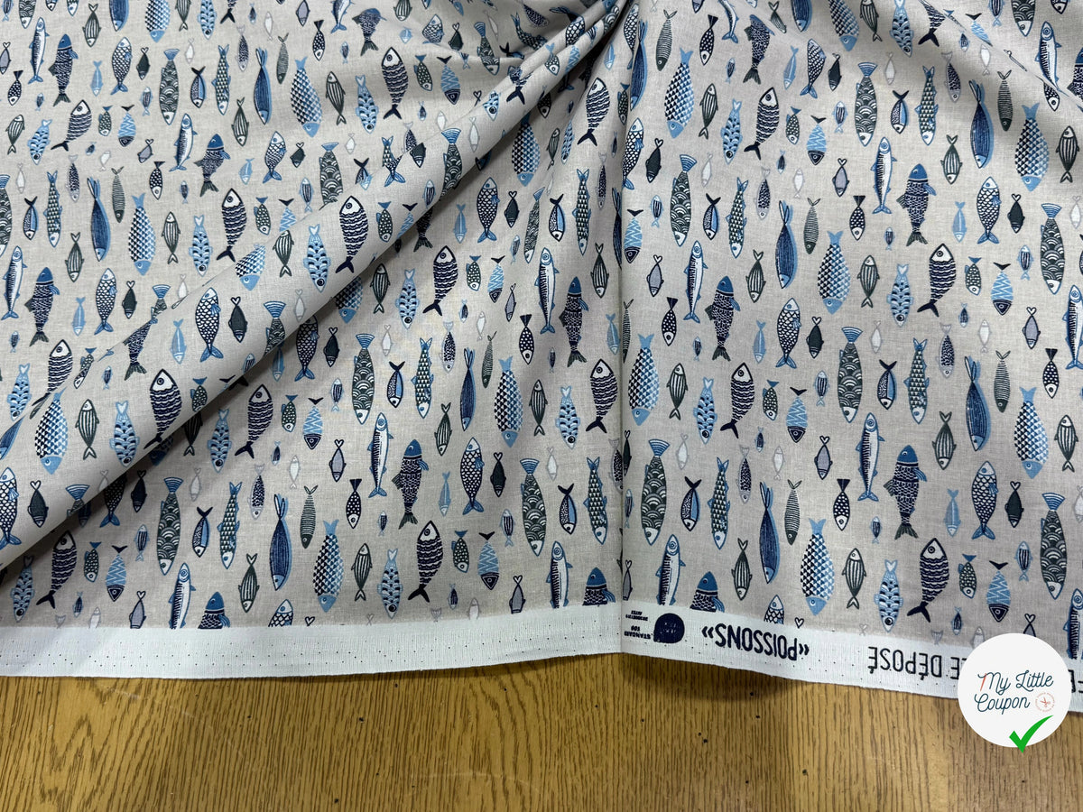 PERCALE DE COTON POISSON LIN 150 CM - My Little Coupon
