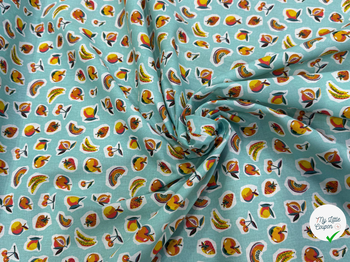 PERCALE DE COTON SIROP TURQUOISE 150 CM - My Little Coupon