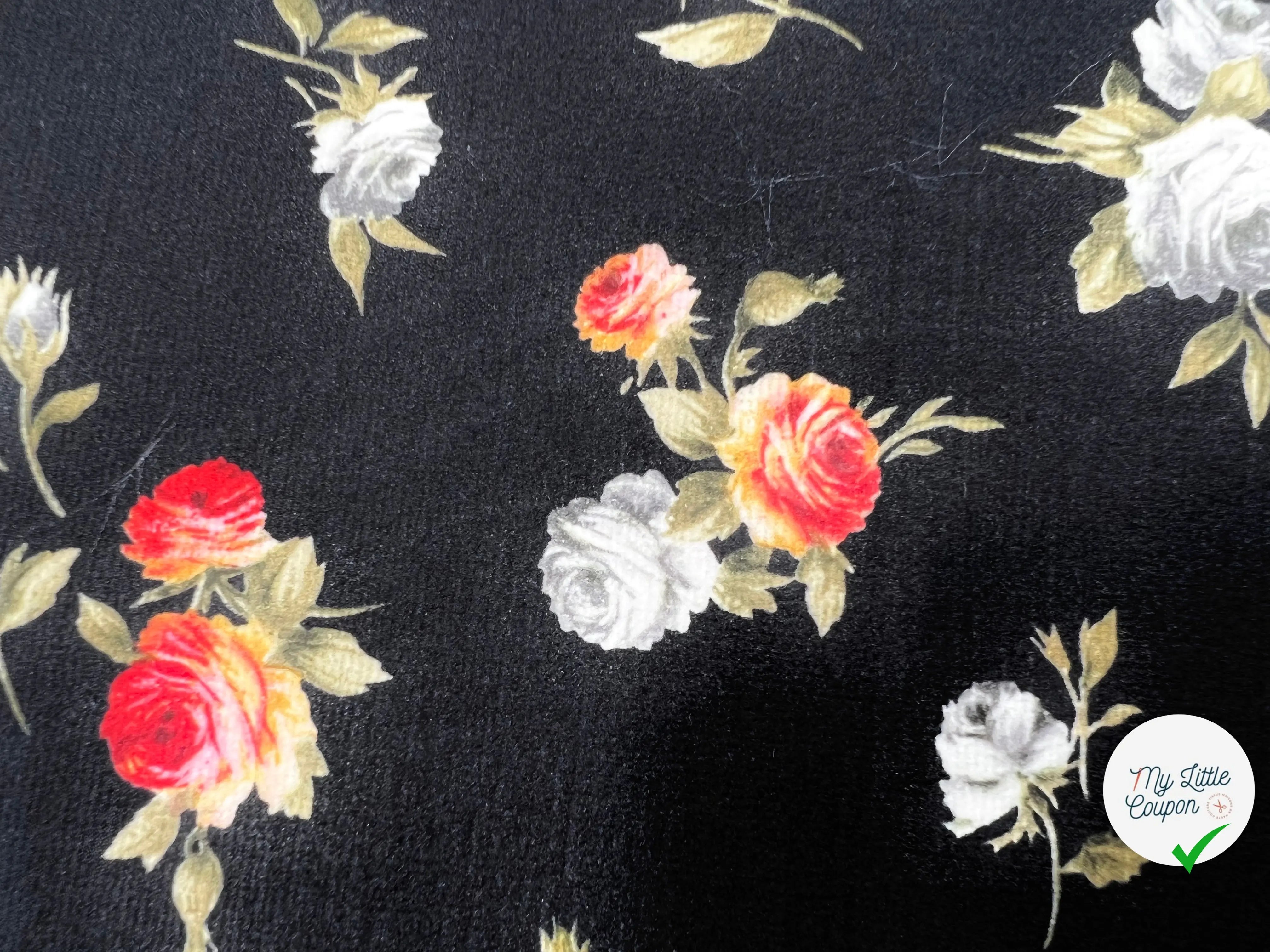 PIQUÉ POLYESTER FLEURS CAMPAGNE ANGLAISE TOUCHER RIGIDE - My Little Coupon - tissu - coudre