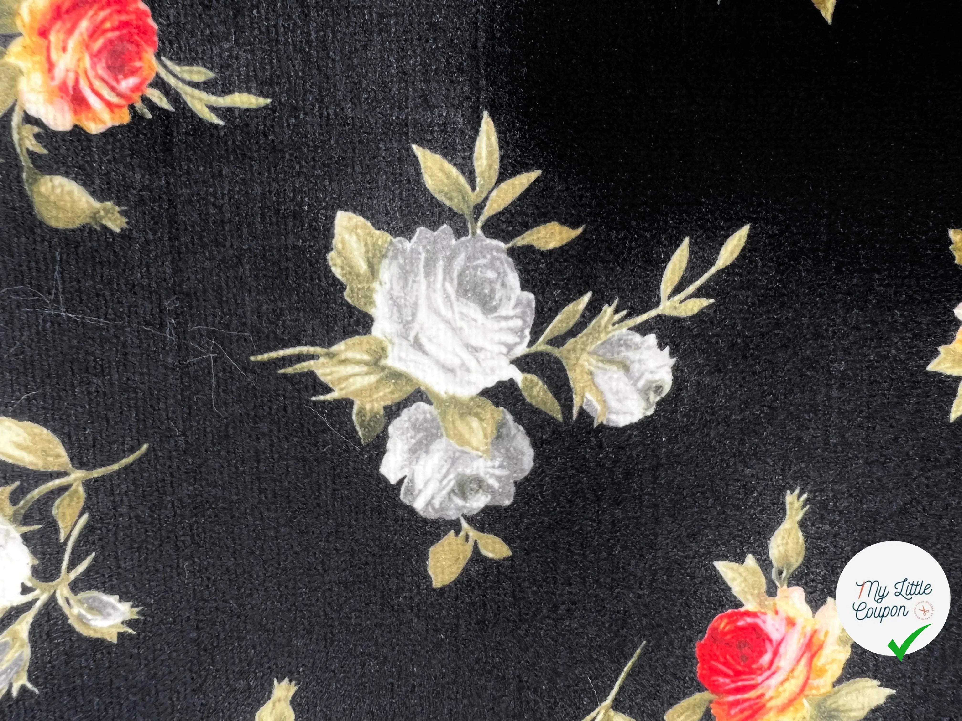 PIQUÉ POLYESTER FLEURS CAMPAGNE ANGLAISE TOUCHER RIGIDE - My Little Coupon - tissu - coudre