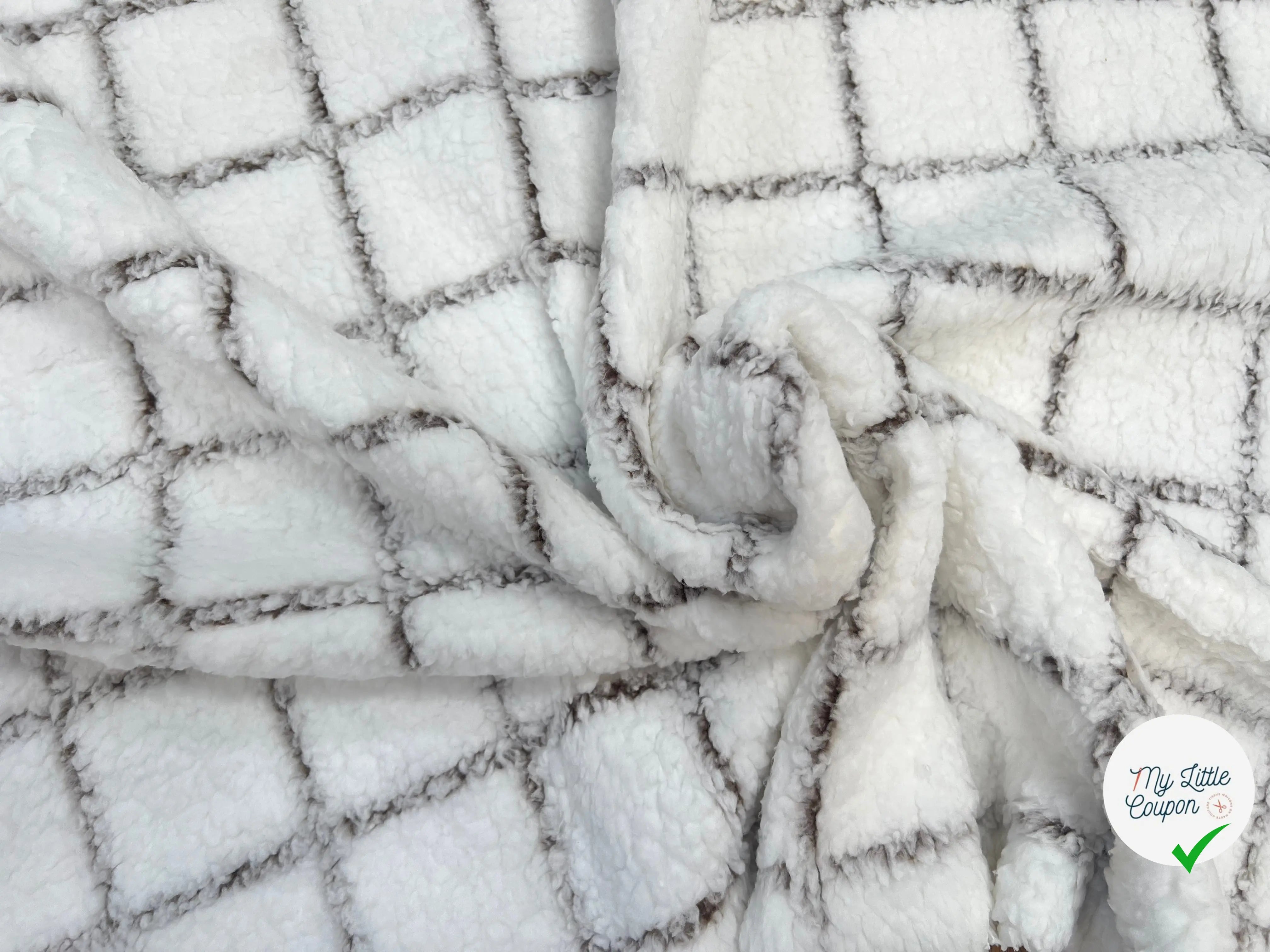 POLAIRE DOUDOU MAJEUR BLANC/OURSON CARREAUX - My Little Coupon