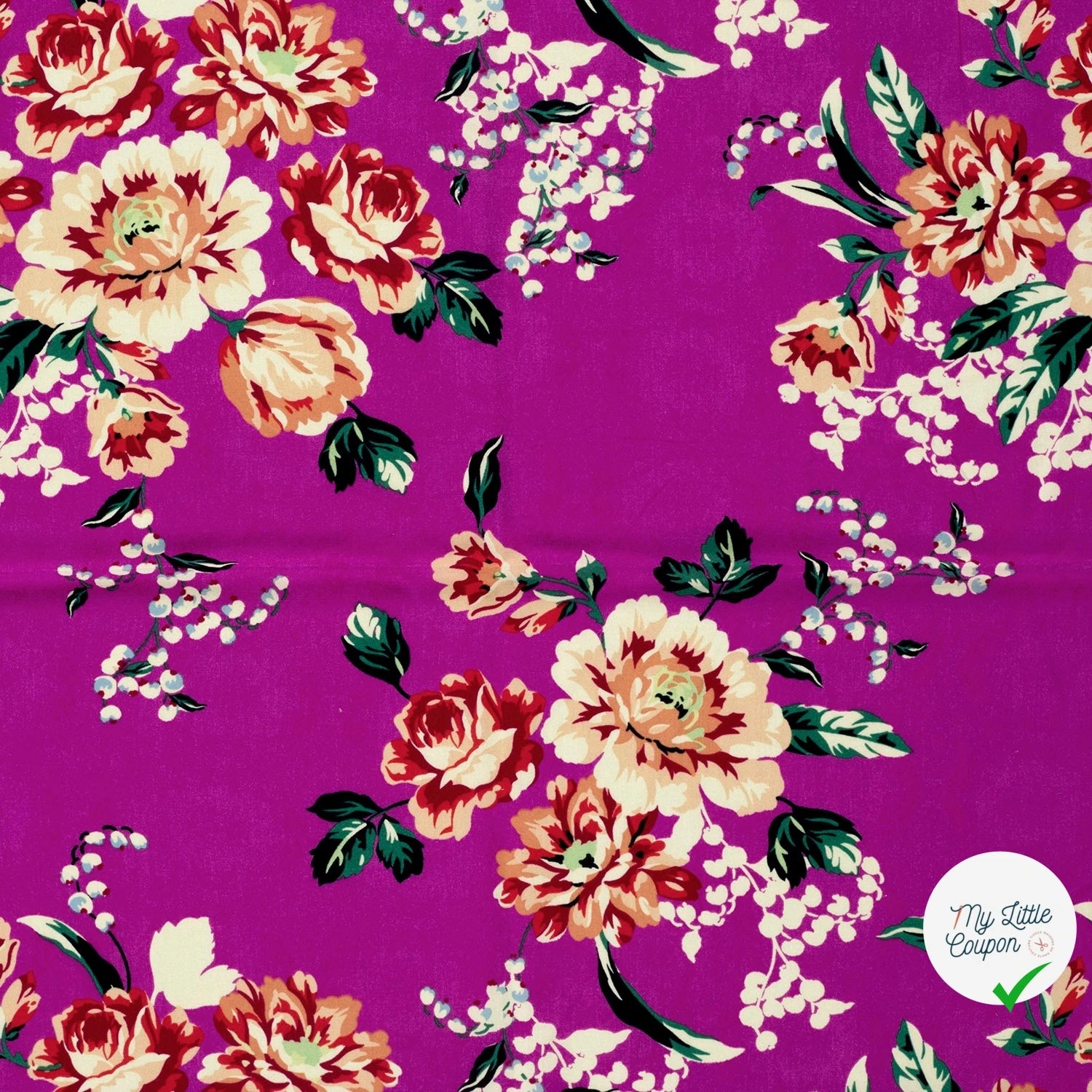POPELINE BAMBOU IMPRIMÉ FLEURS FUCHSIA - My Little Coupon