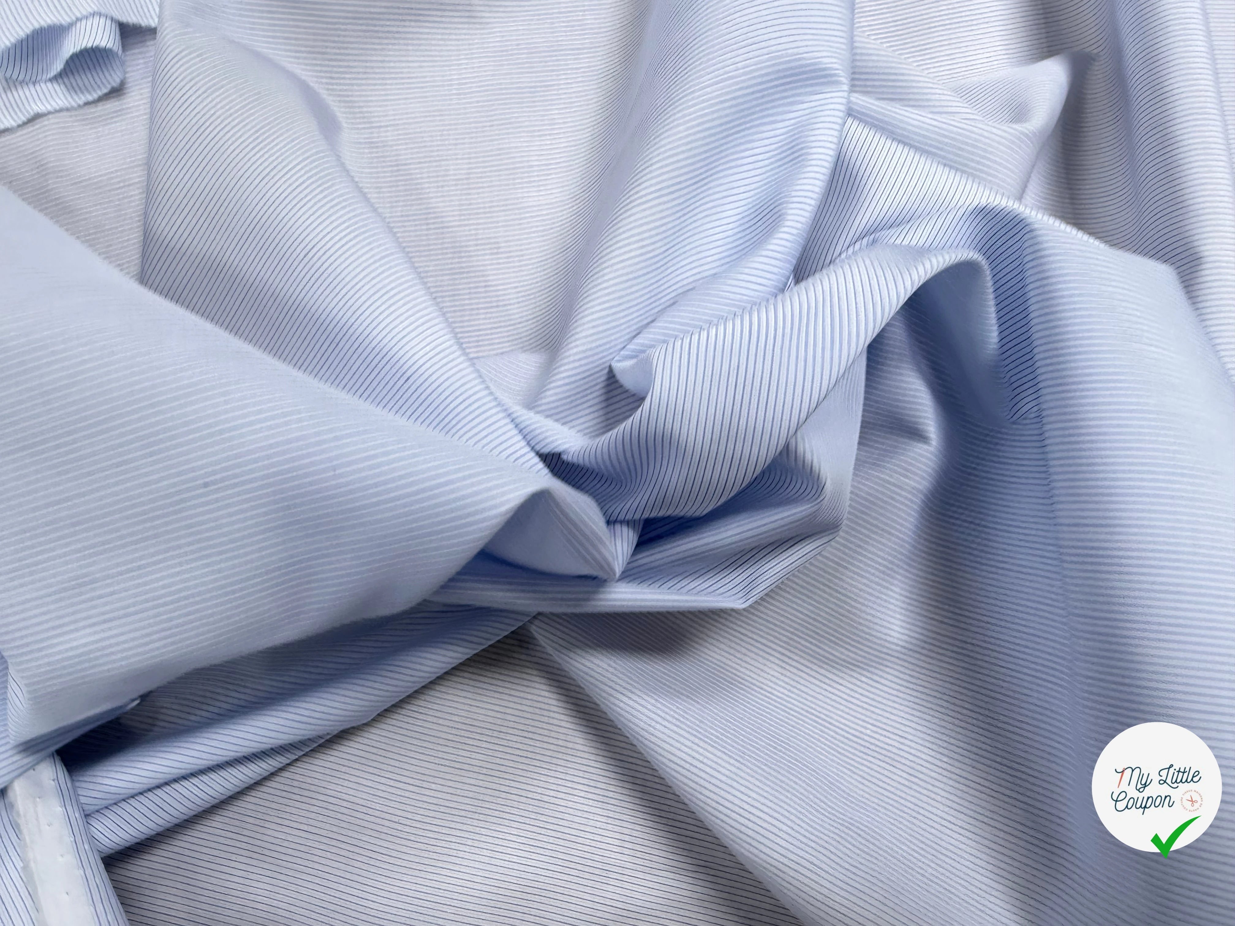 POPELINE COTON RAYURES BLEU ITALIE QUALITÉ FROIDE COUTURE - My Little Coupon