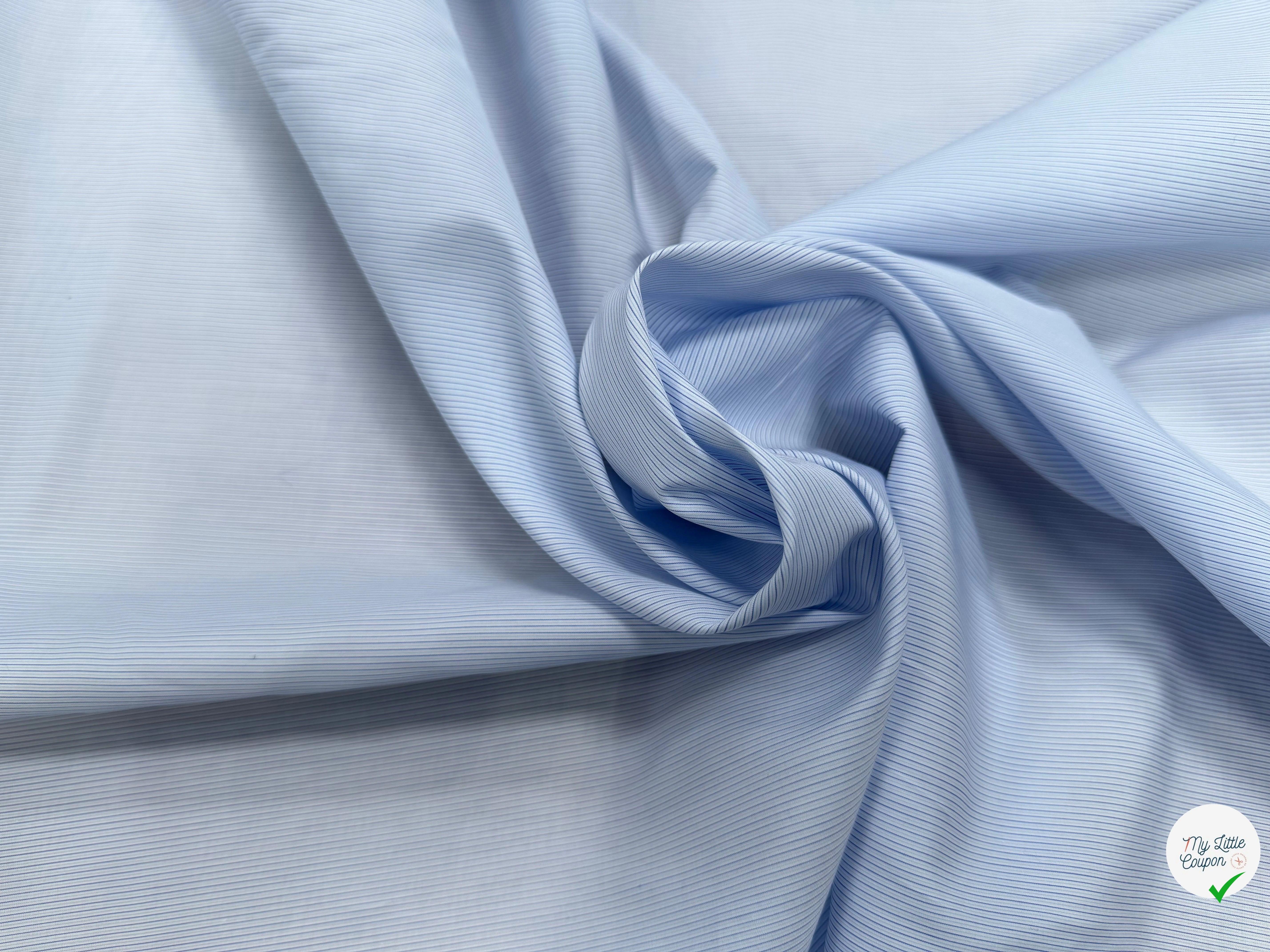 POPELINE COTON RAYURES BLEU ITALIE QUALITÉ FROIDE COUTURE - My Little Coupon