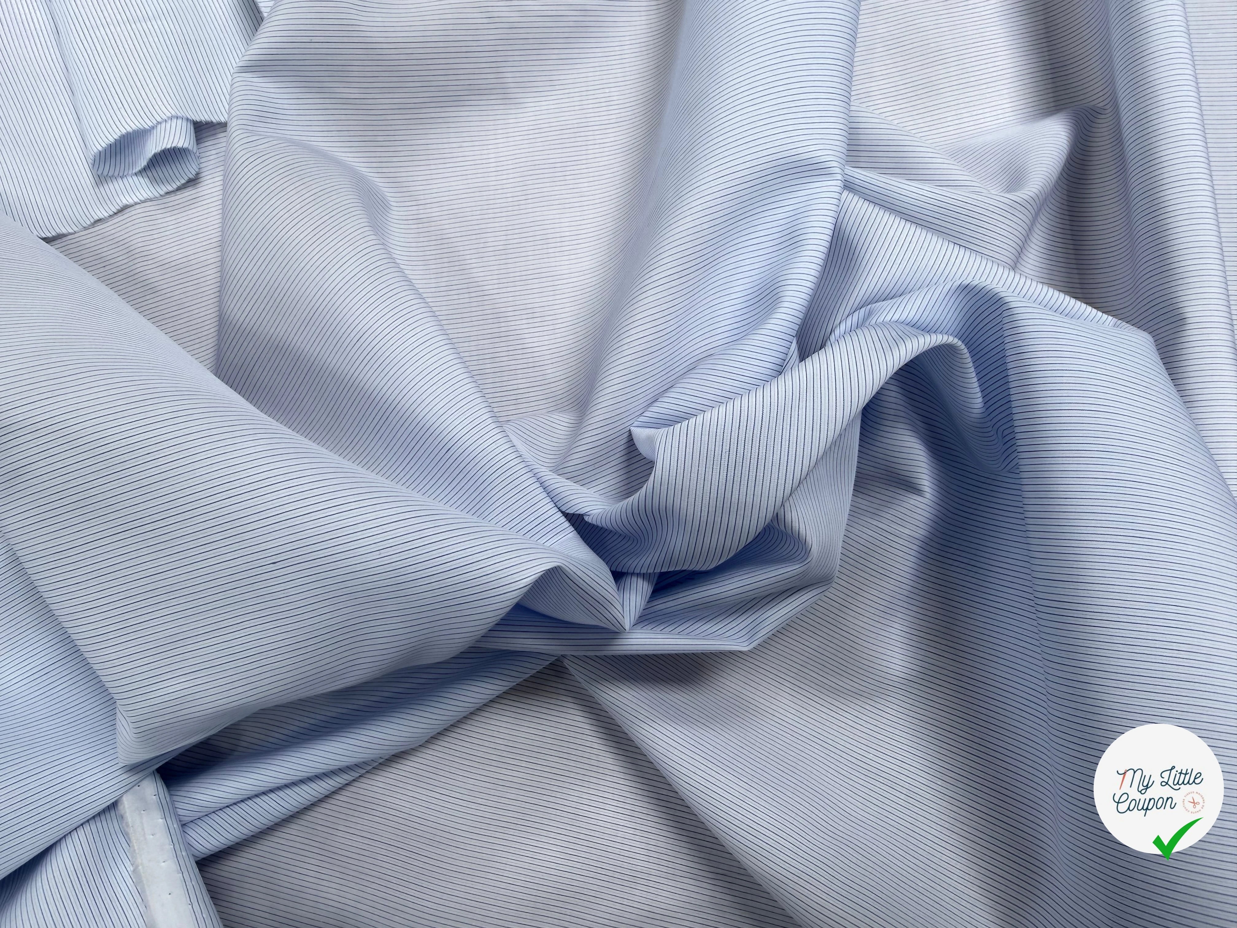 POPELINE COTON RAYURES BLEU ITALIE QUALITÉ FROIDE COUTURE - My Little Coupon