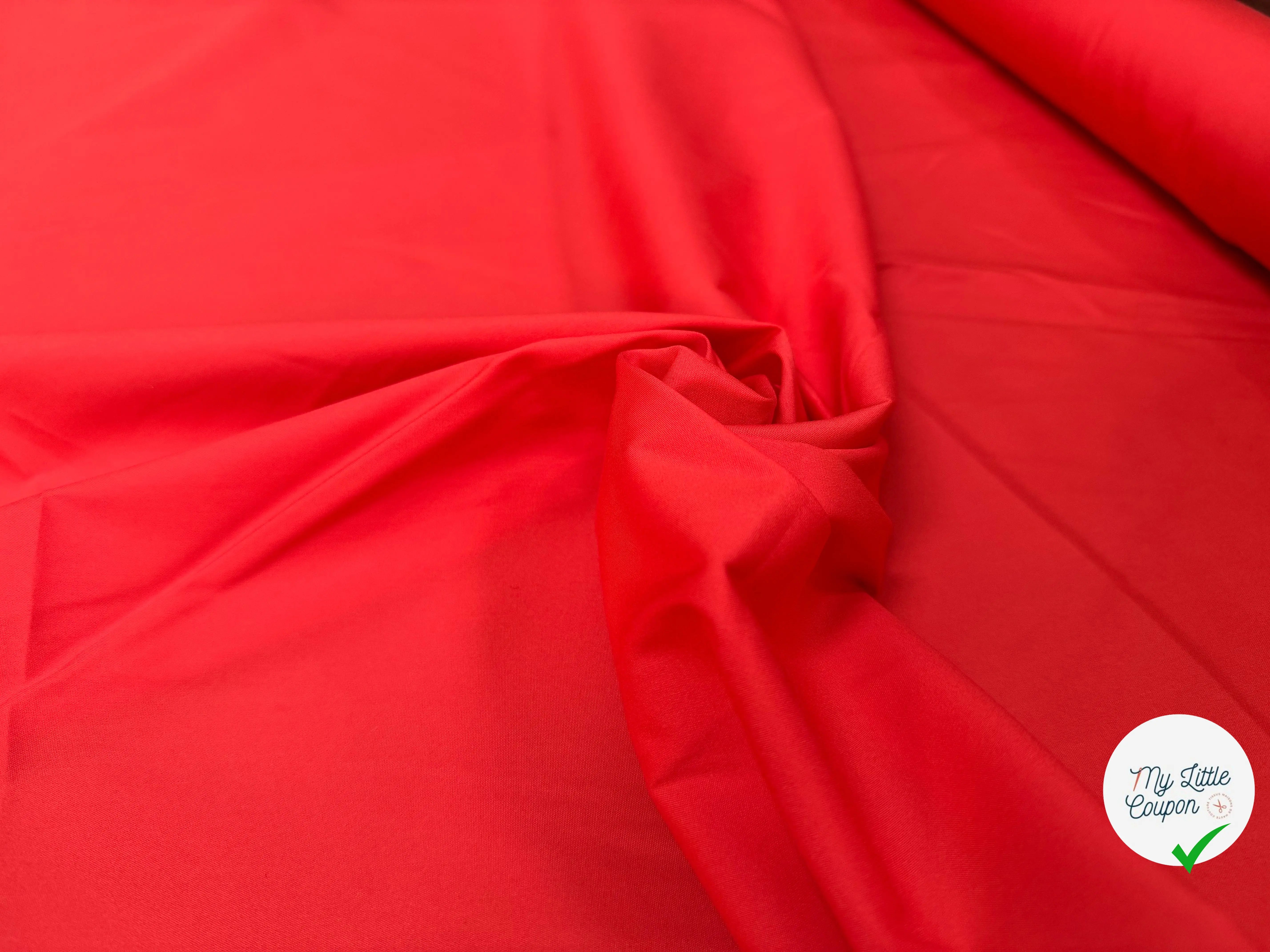 POPELINE DE COTON 100% COTON UNIE ROUGE - My Little Coupon