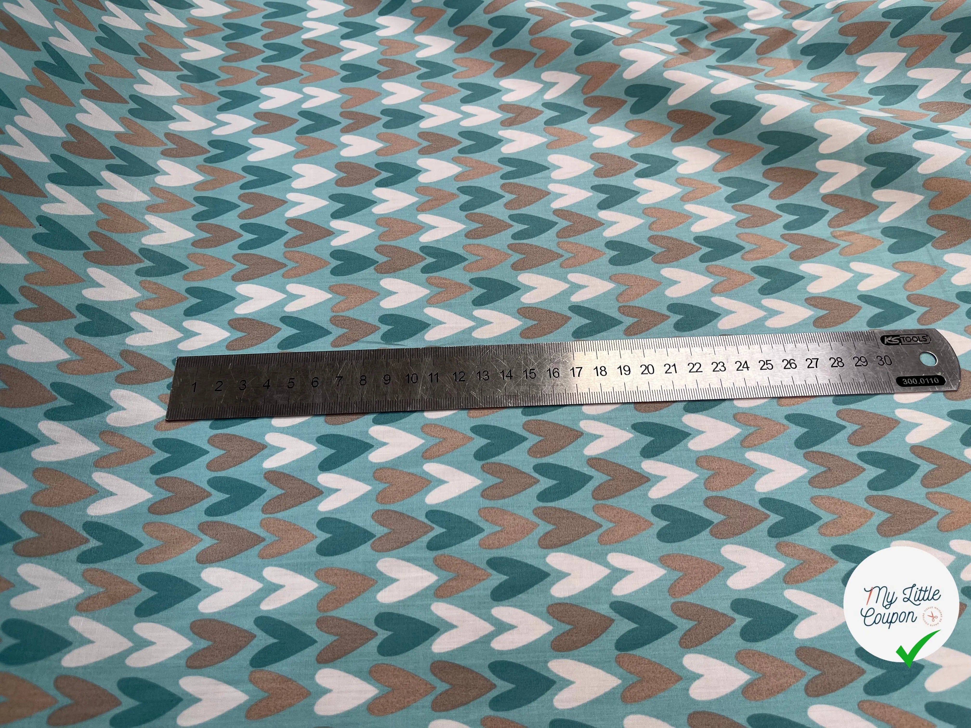 POPELINE DE COTON 120 FILS MOTIF COEUR FOND BLEU - My Little Coupon