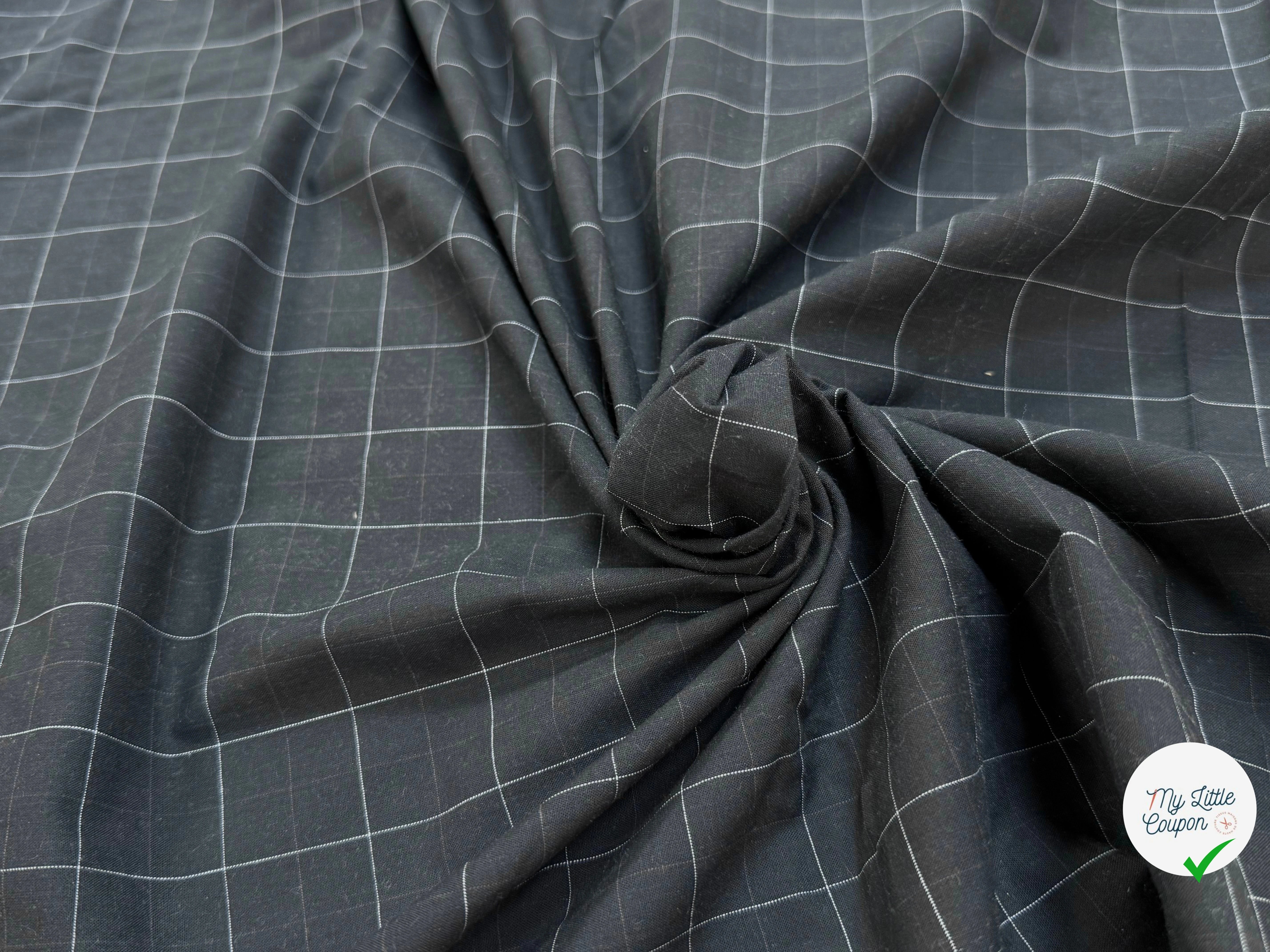 POPELINE DE COTON À CARREAUX NOIR COUTURE - My Little Coupon