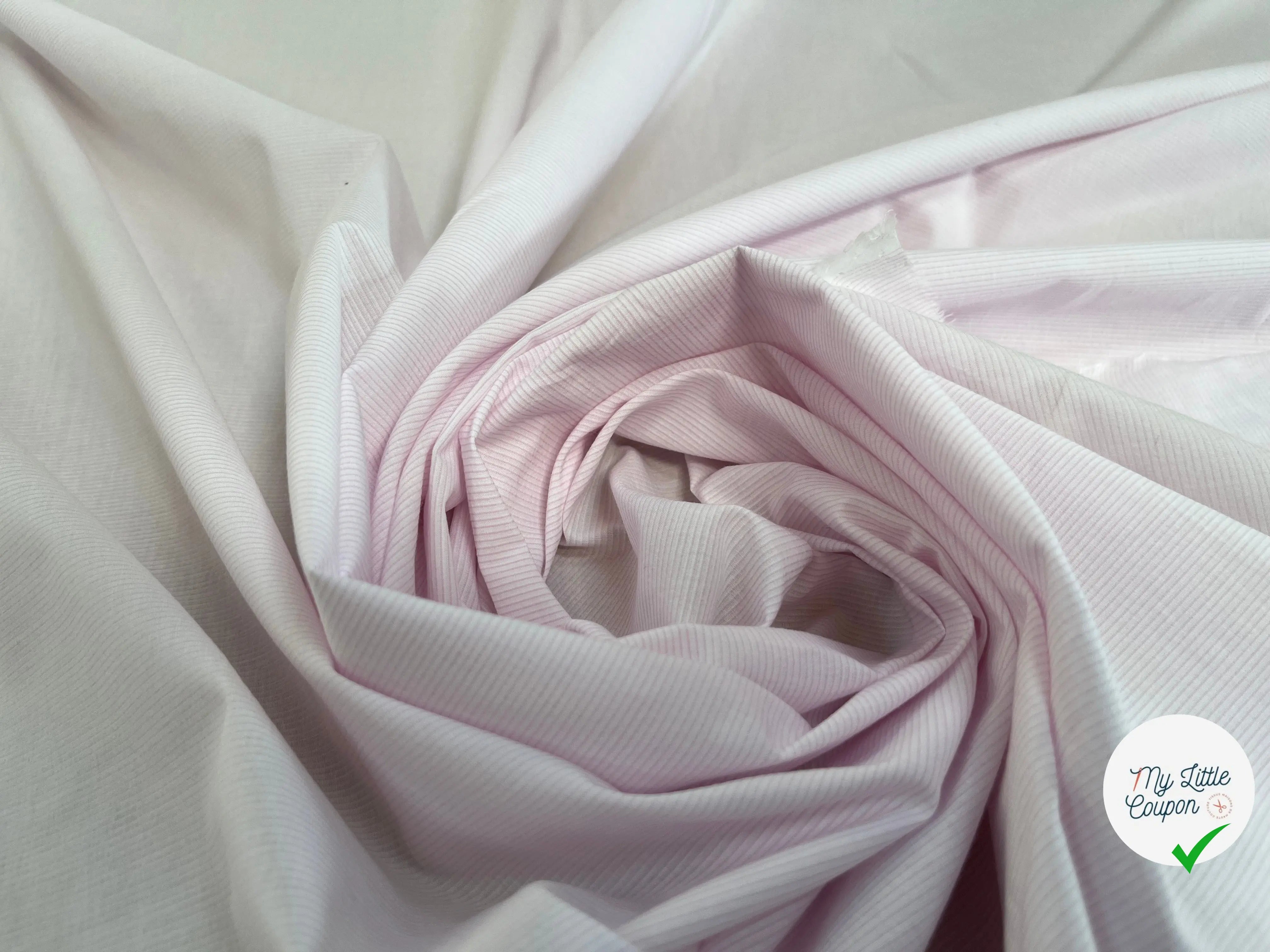 POPELINE DE COTON À RAYURE FINE ROSE CLAIR - My Little Coupon