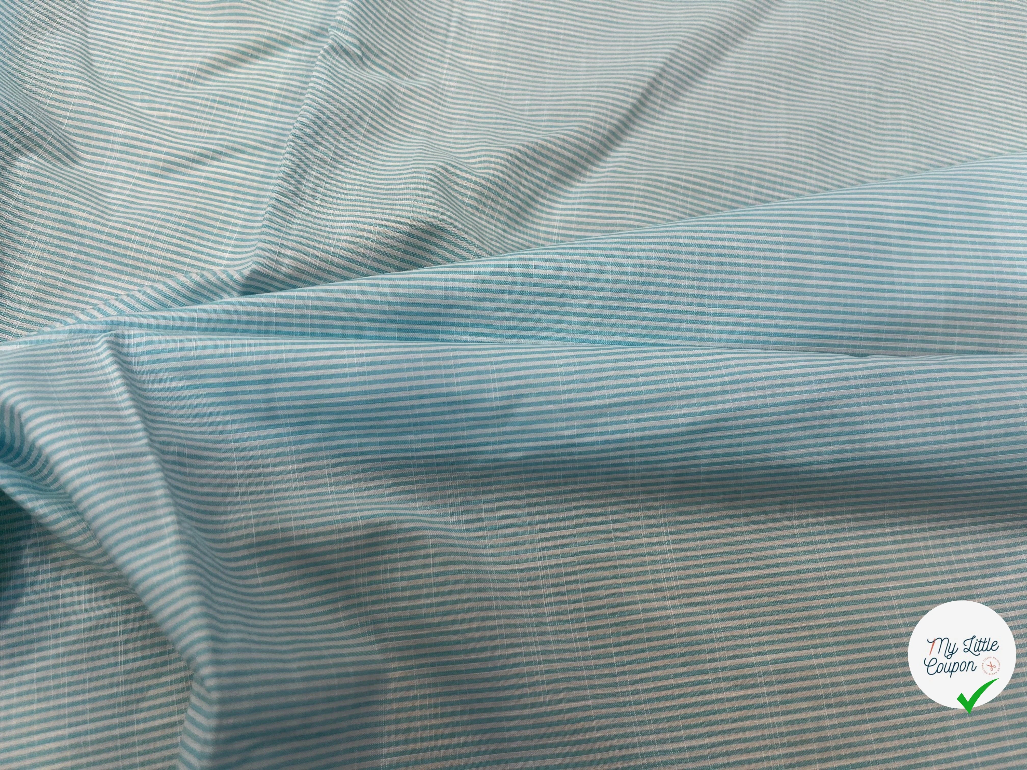 POPELINE DE COTON À RAYURES BLEU BLANC 146CM - My Little Coupon