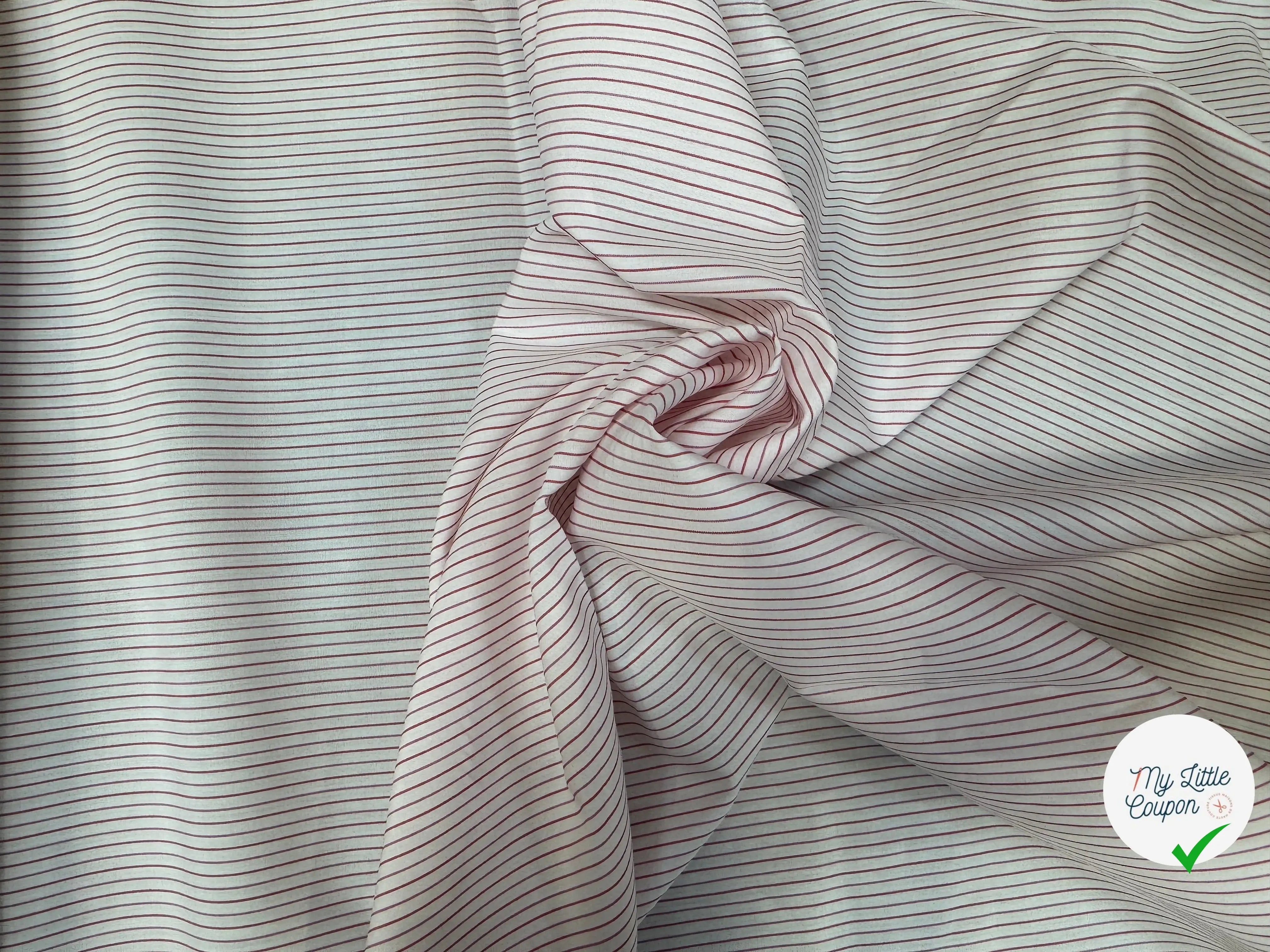 POPELINE DE COTON A RAYURES ROUGE ET ROSE - My Little Coupon