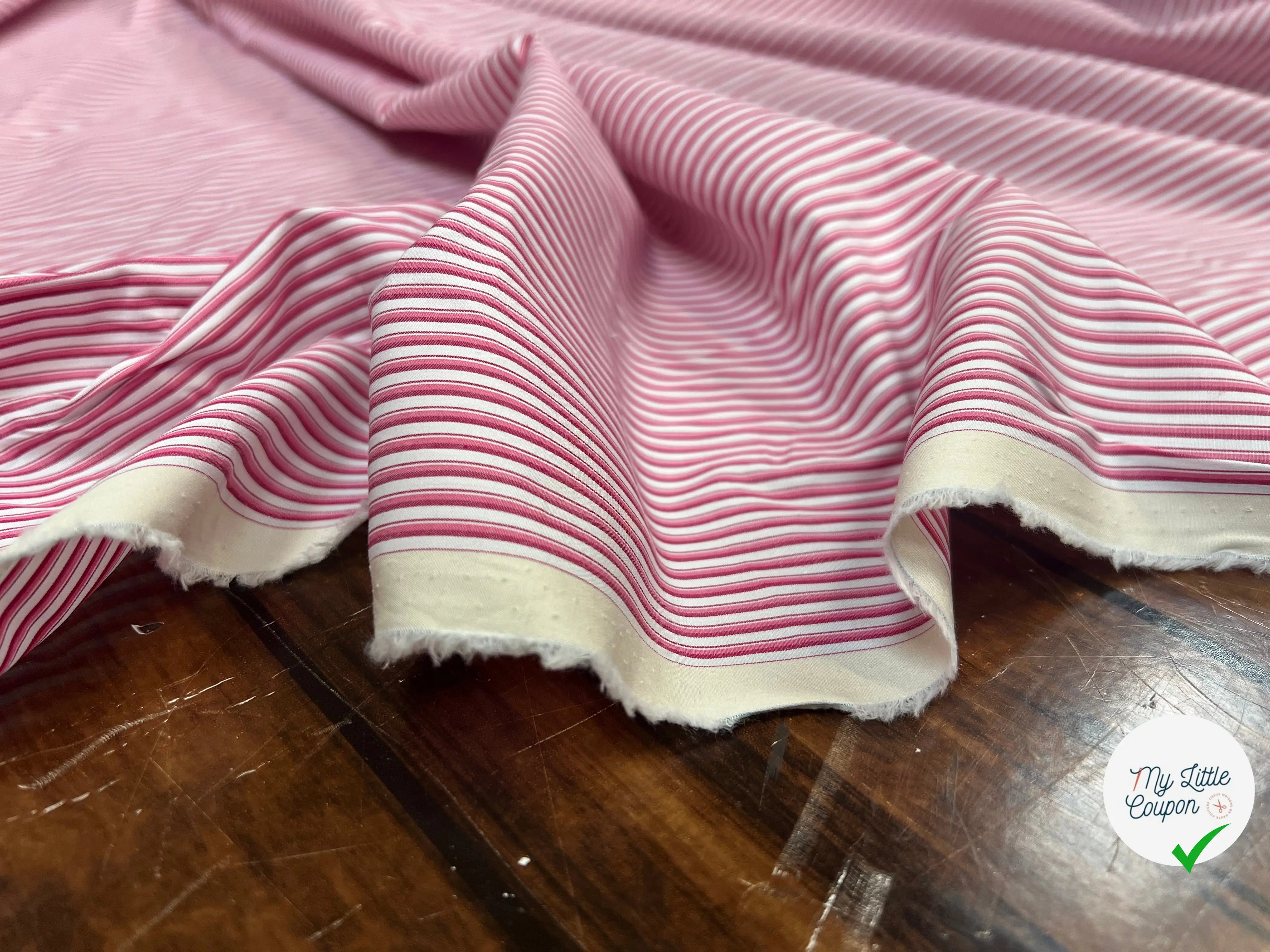 POPELINE DE COTON BICOLORE À RAYURES BLEU ET ROSE - My Little Coupon