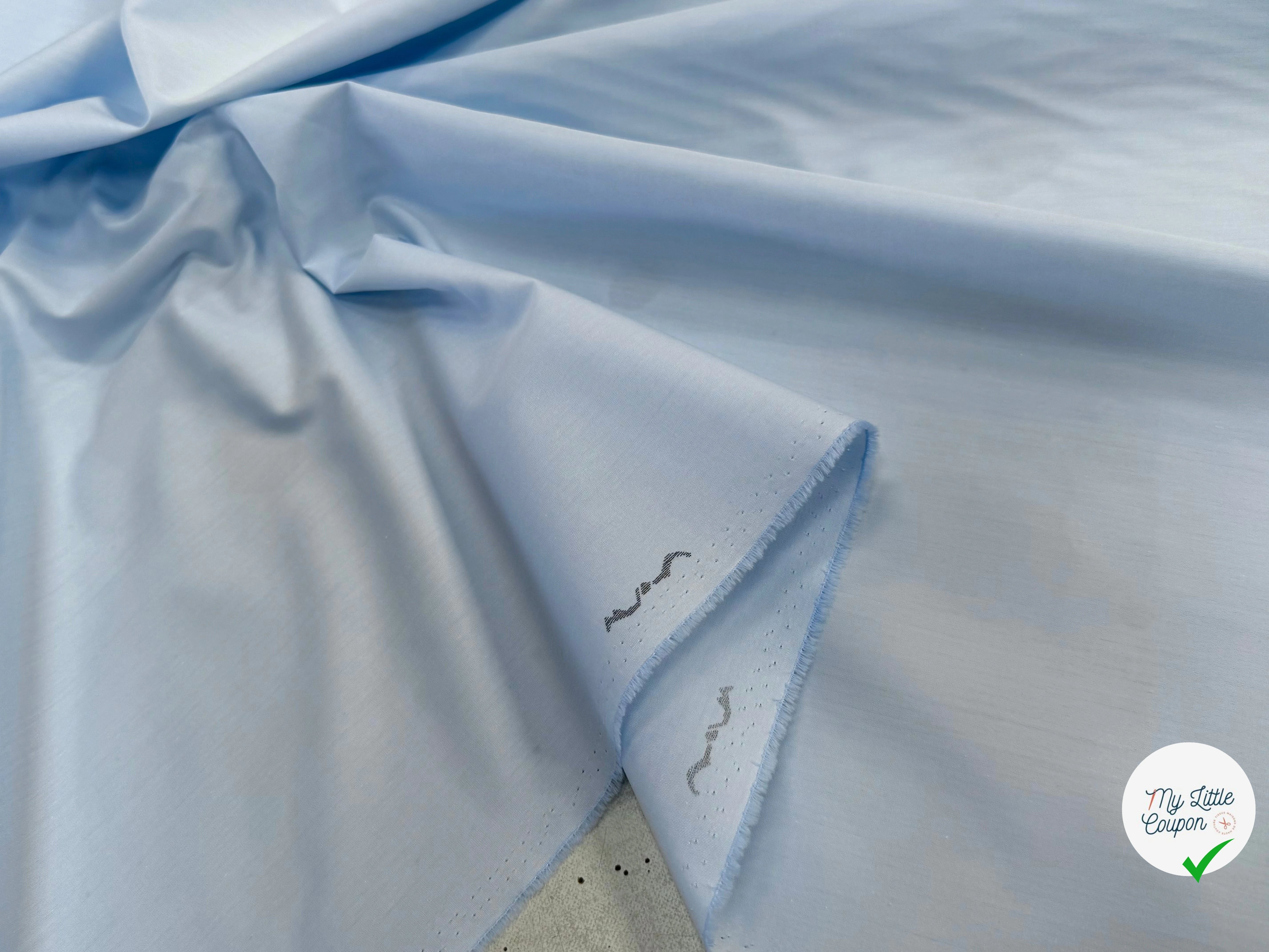 POPELINE DE COTON BLEU PASTEL UNI - My Little Coupon