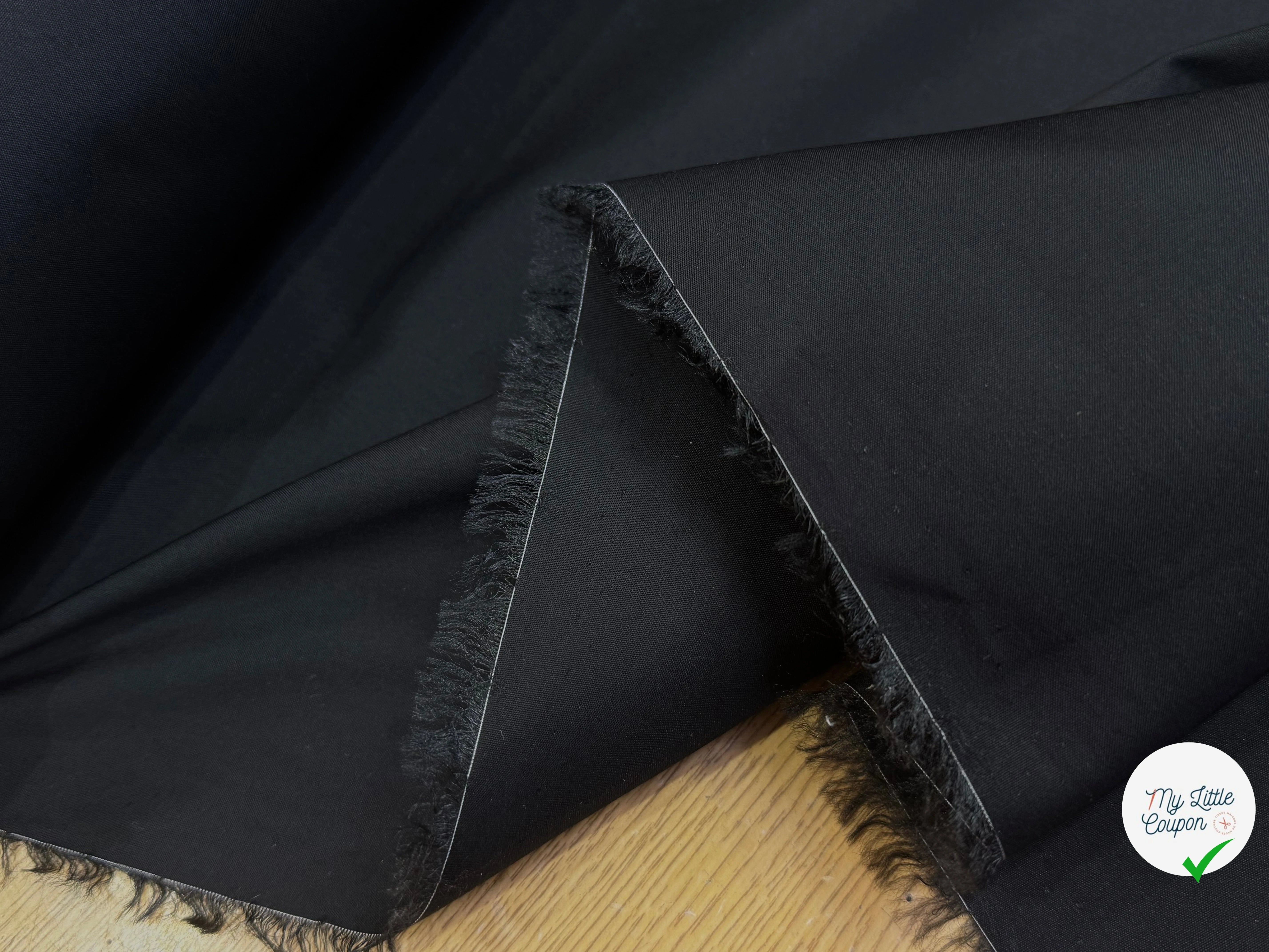POPELINE DE COTON CRAQUANTE STRETCH NOIR QUALITÉ COUTURE - My Little Coupon