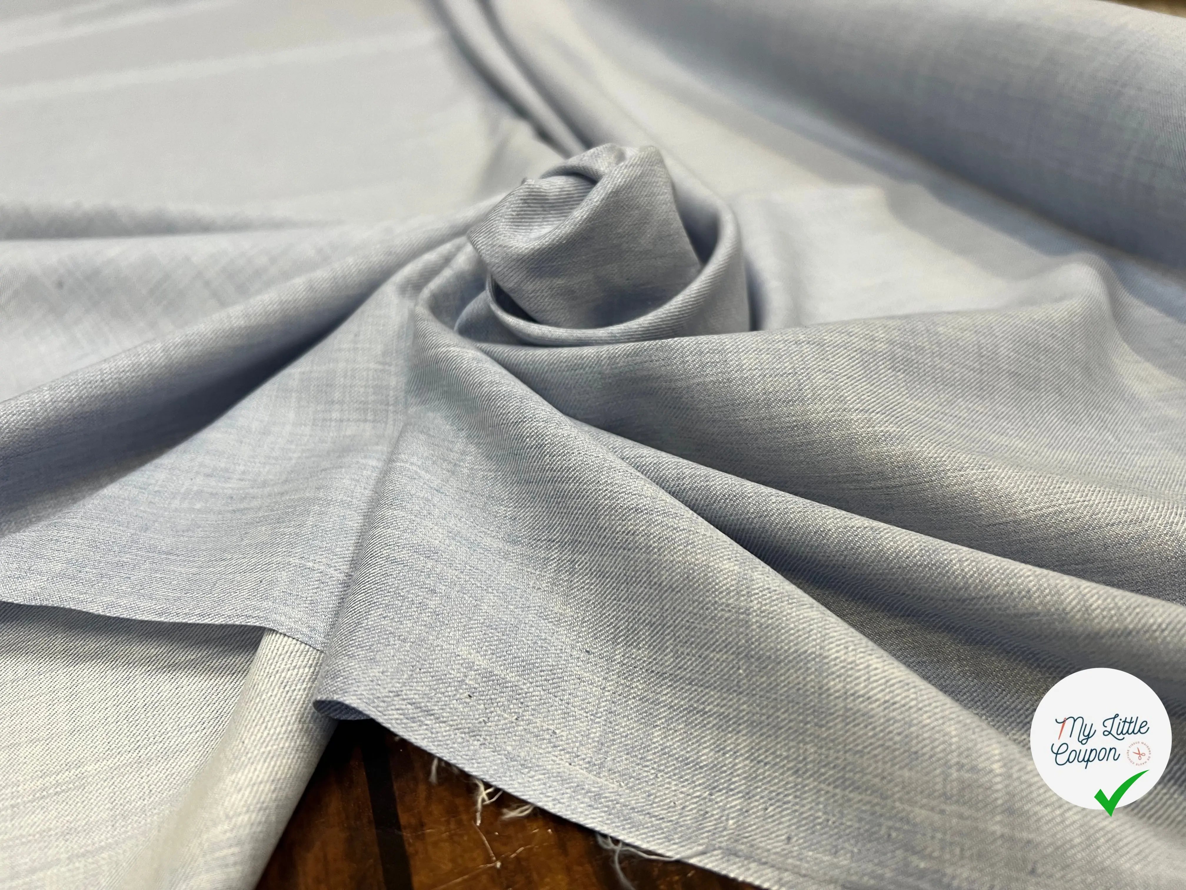POPELINE DE COTON DUVETEUX BLEU - My Little Coupon