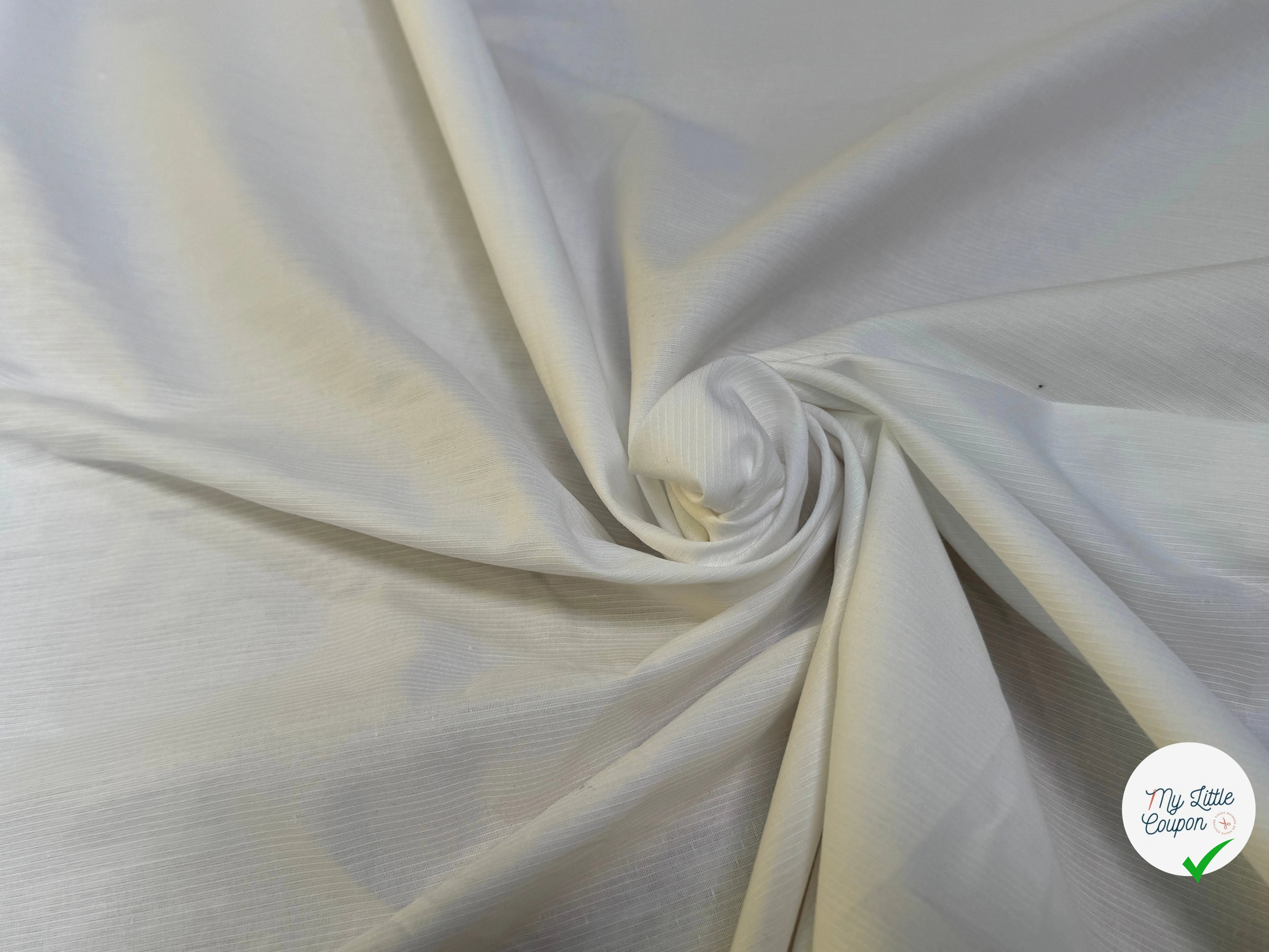 POPELINE DE COTON FINE RAYURES À FILS BLANC - My Little Coupon