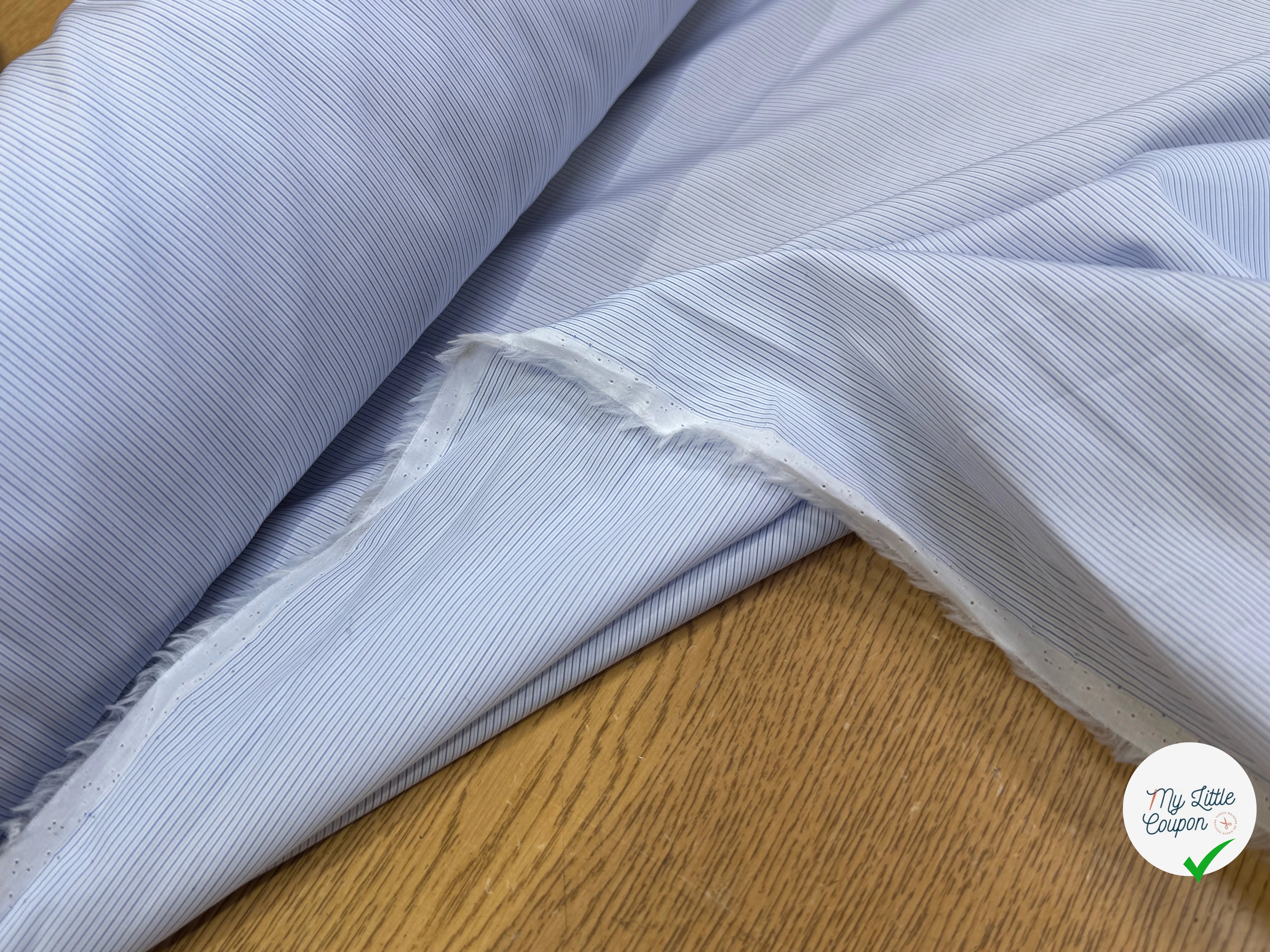 POPELINE DE COTON FINE RAYURES BLEUES QUALITÉ COUTURE - My Little Coupon