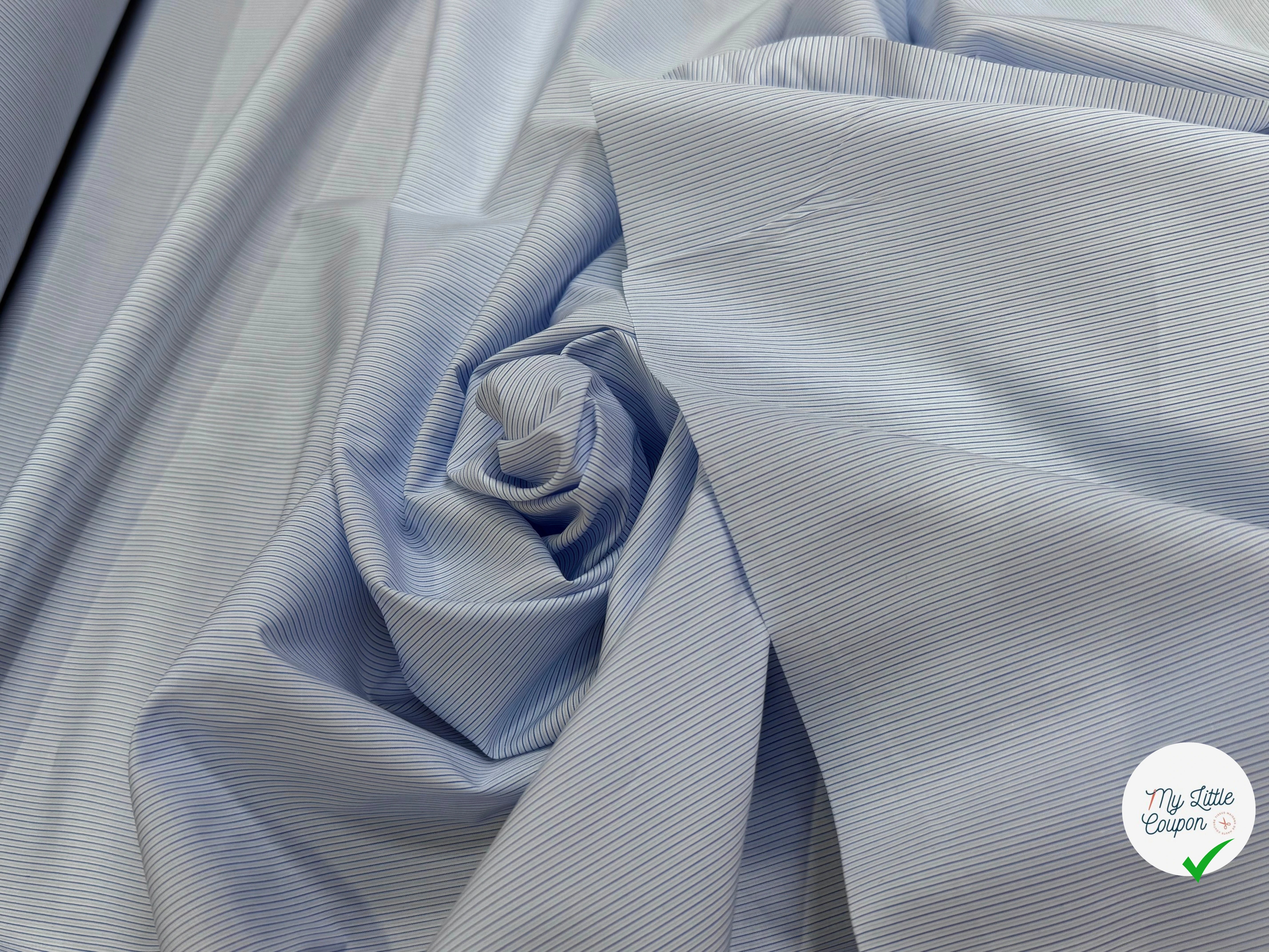 POPELINE DE COTON FINE RAYURES BLEUES QUALITÉ COUTURE - My Little Coupon