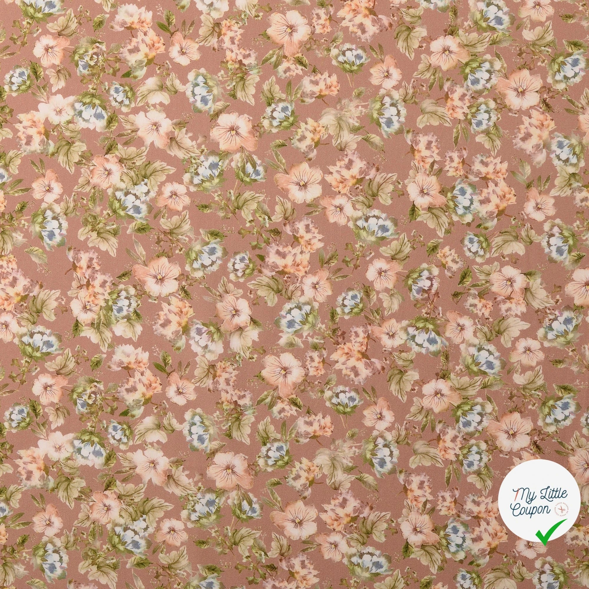 POPELINE DE COTON FLEURS MARRON - My Little Coupon