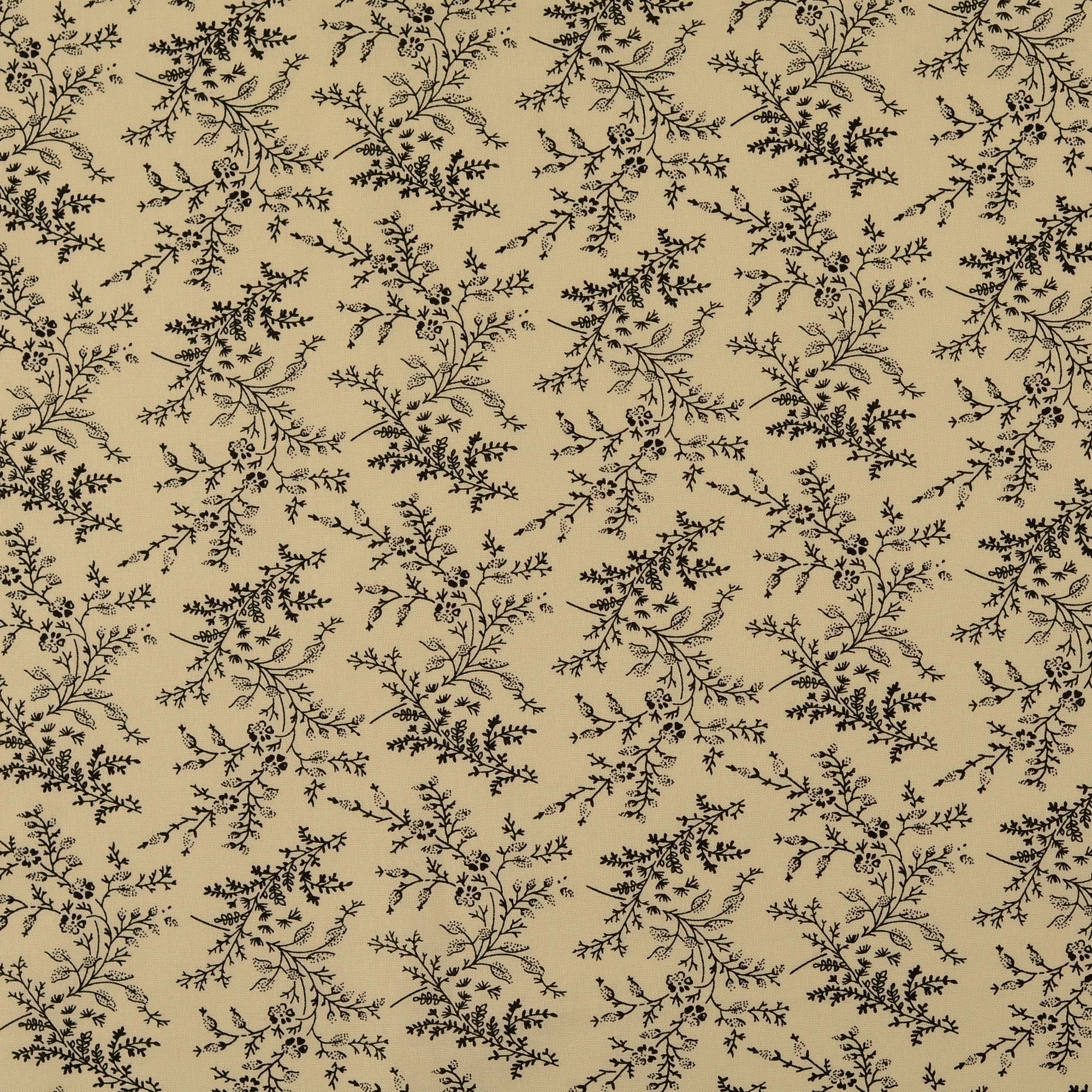 POPELINE DE COTON FLEURS NOIR - My Little Coupon