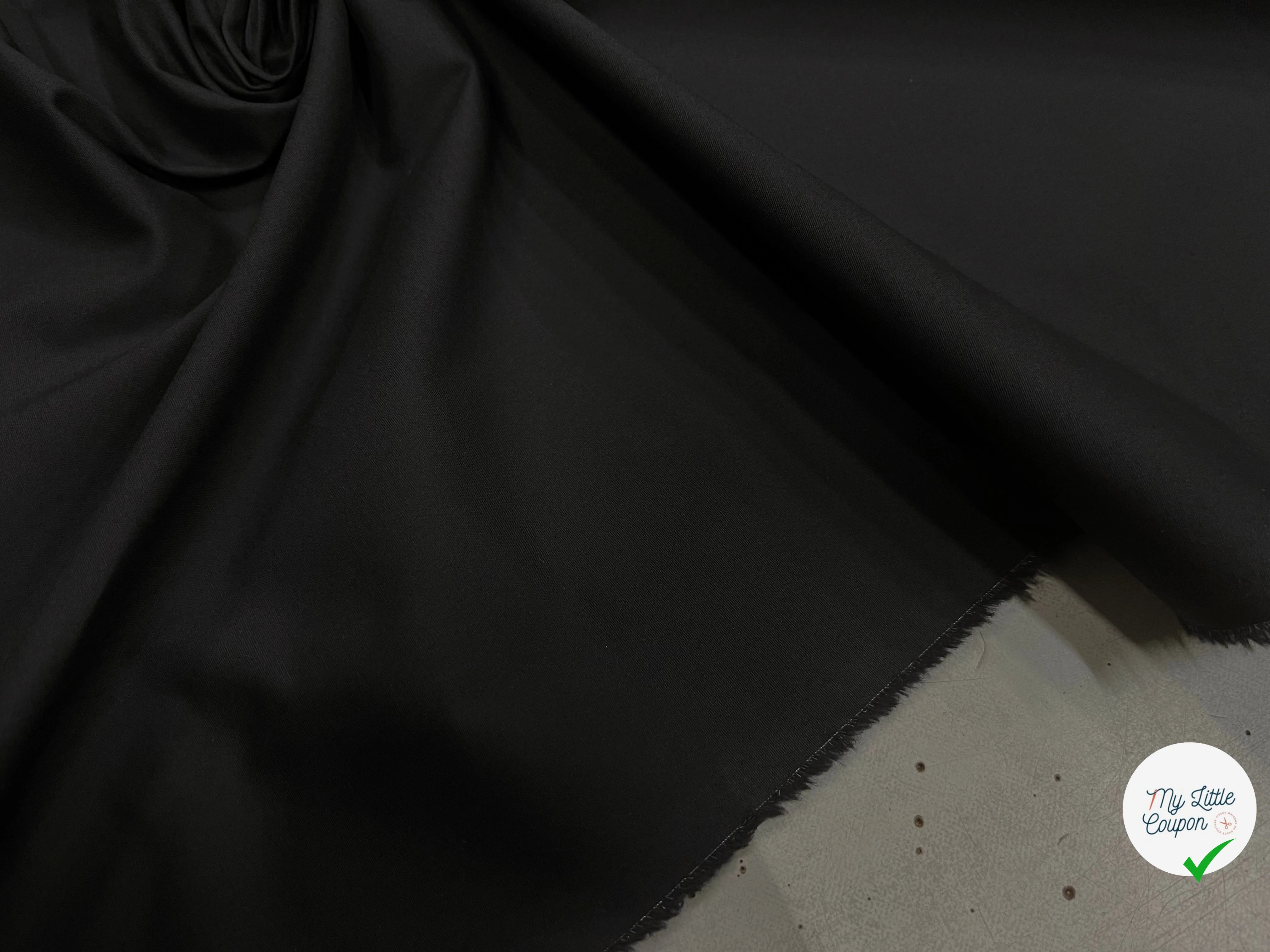 POPELINE DE COTON FLUIDE NOIR 132CM - My Little Coupon