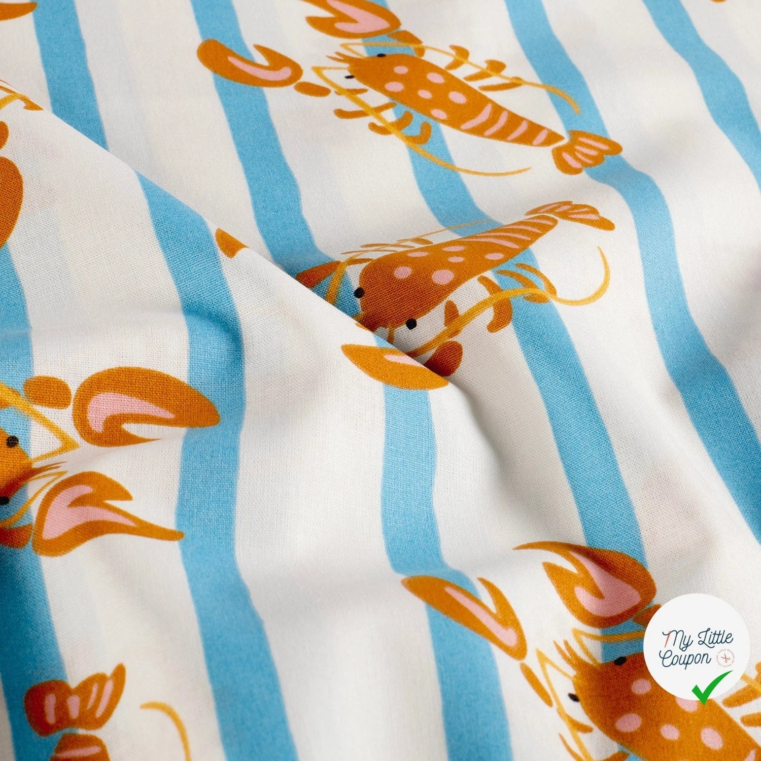 POPELINE DE COTON IMPRIMÉ HOMARD BLANC CASSÉ - My Little Coupon
