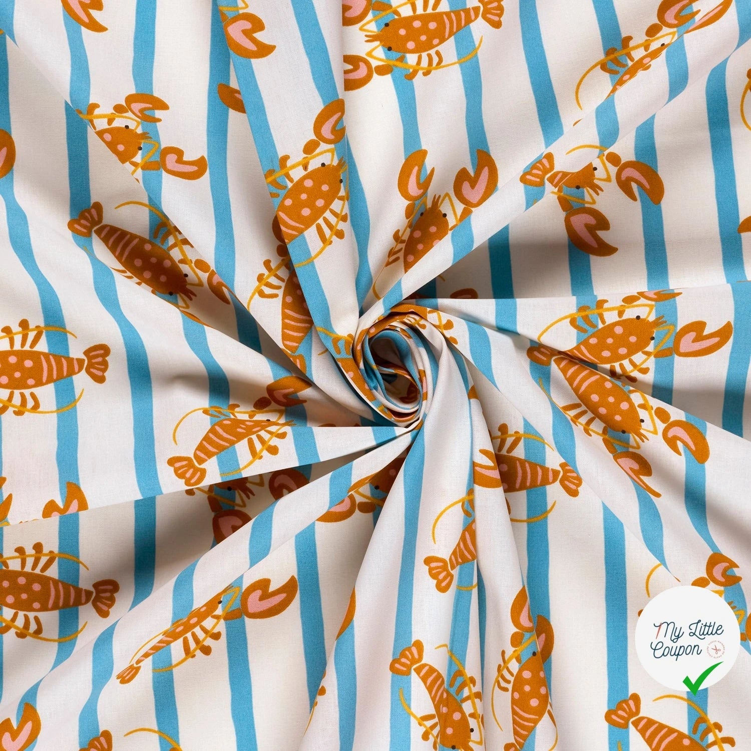 POPELINE DE COTON IMPRIMÉ HOMARD BLANC CASSÉ - My Little Coupon