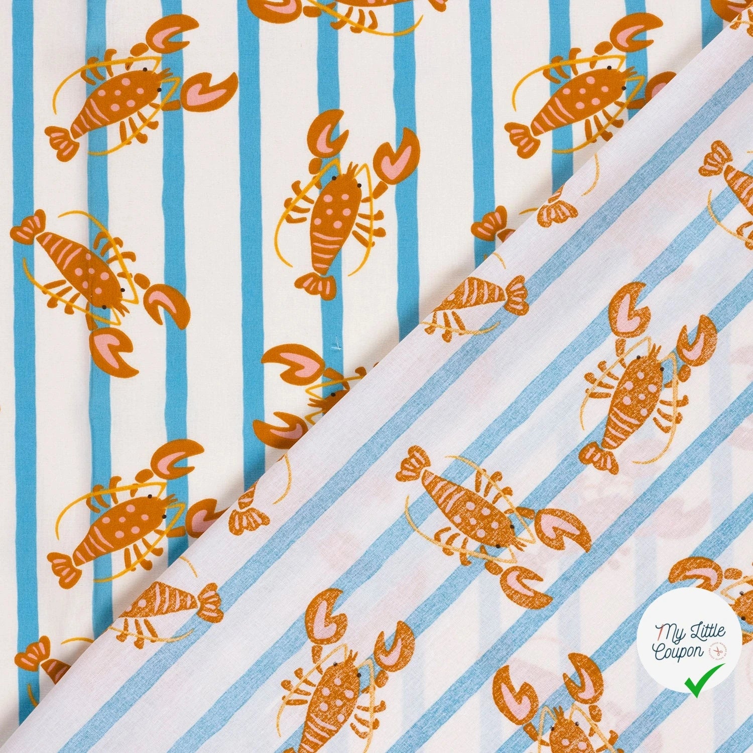 POPELINE DE COTON IMPRIMÉ HOMARD BLANC CASSÉ - My Little Coupon