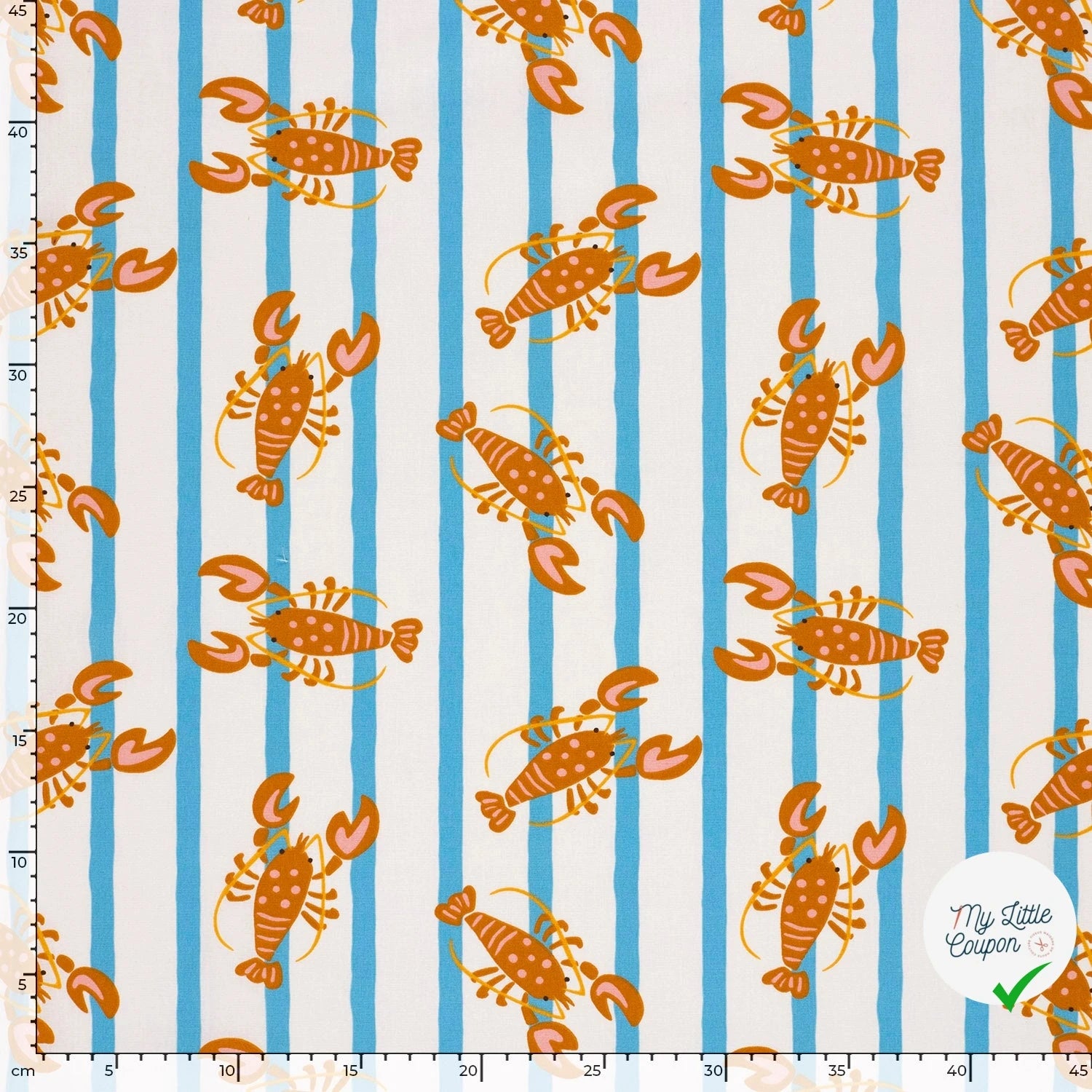 POPELINE DE COTON IMPRIMÉ HOMARD BLANC CASSÉ - My Little Coupon