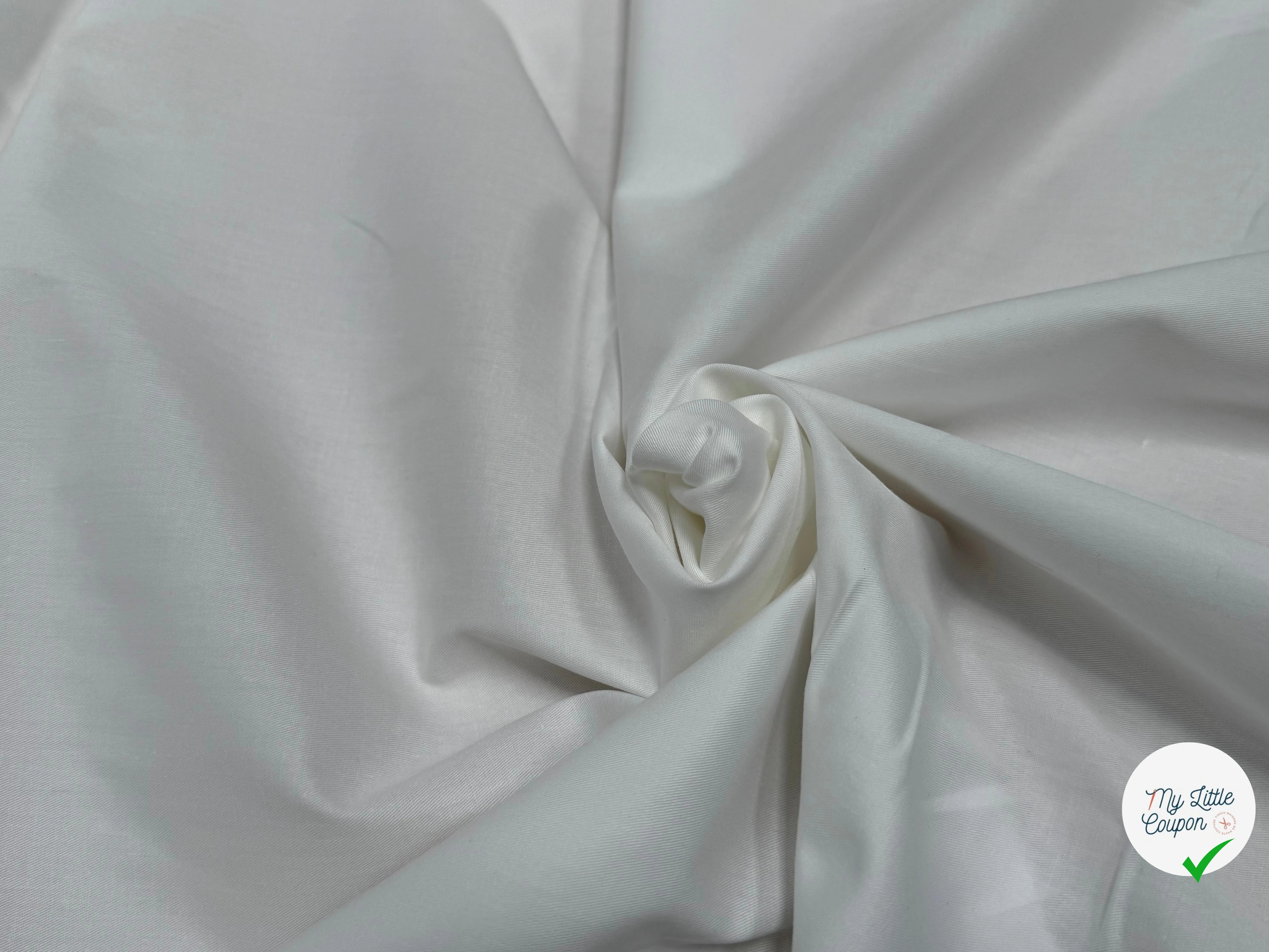 POPELINE DE COTON LÉGÈREMENT SERGÉE QUALITÉ COUTURE BLANC - My Little Coupon