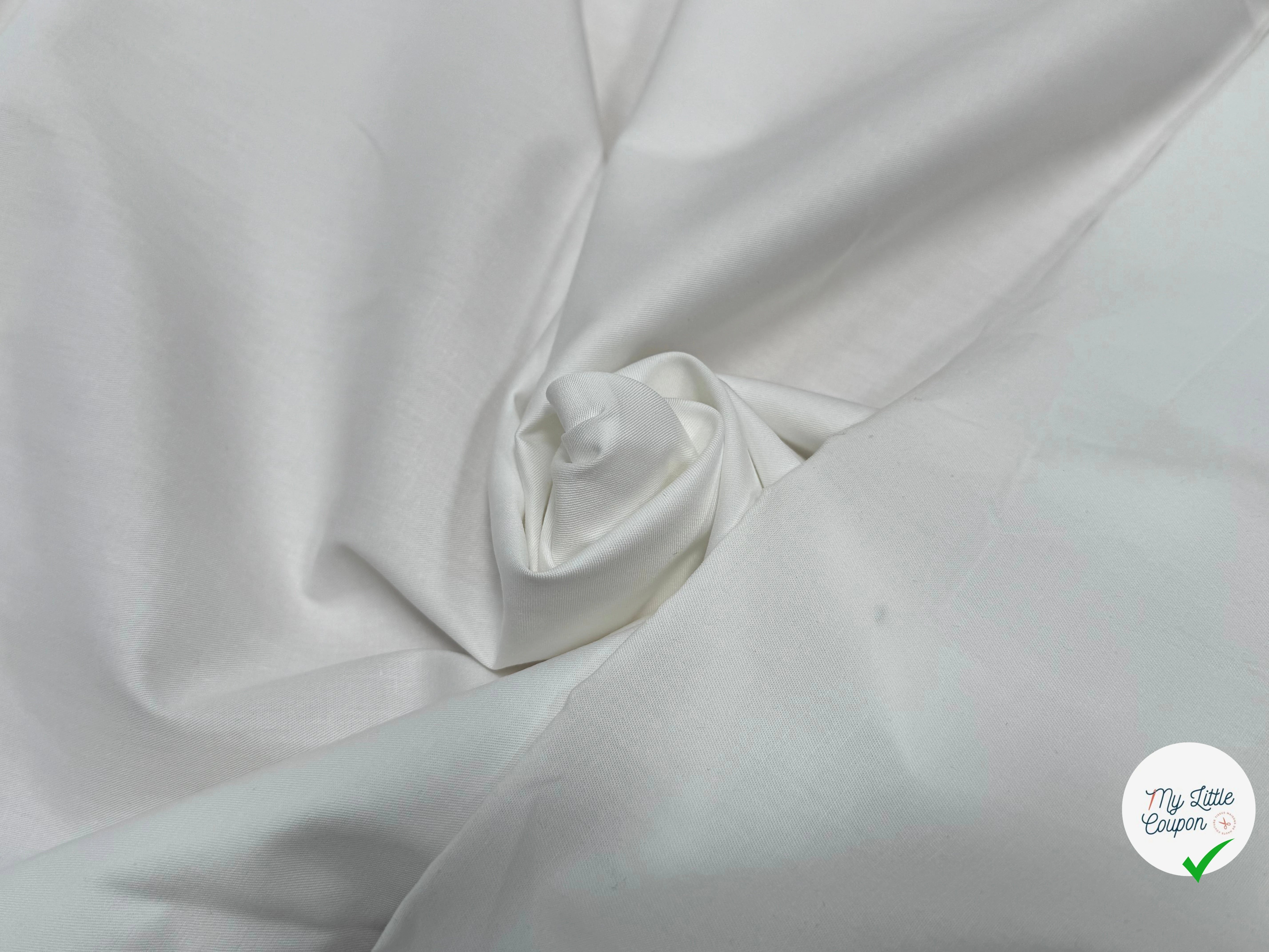 POPELINE DE COTON LÉGÈREMENT SERGÉE QUALITÉ COUTURE BLANC - My Little Coupon
