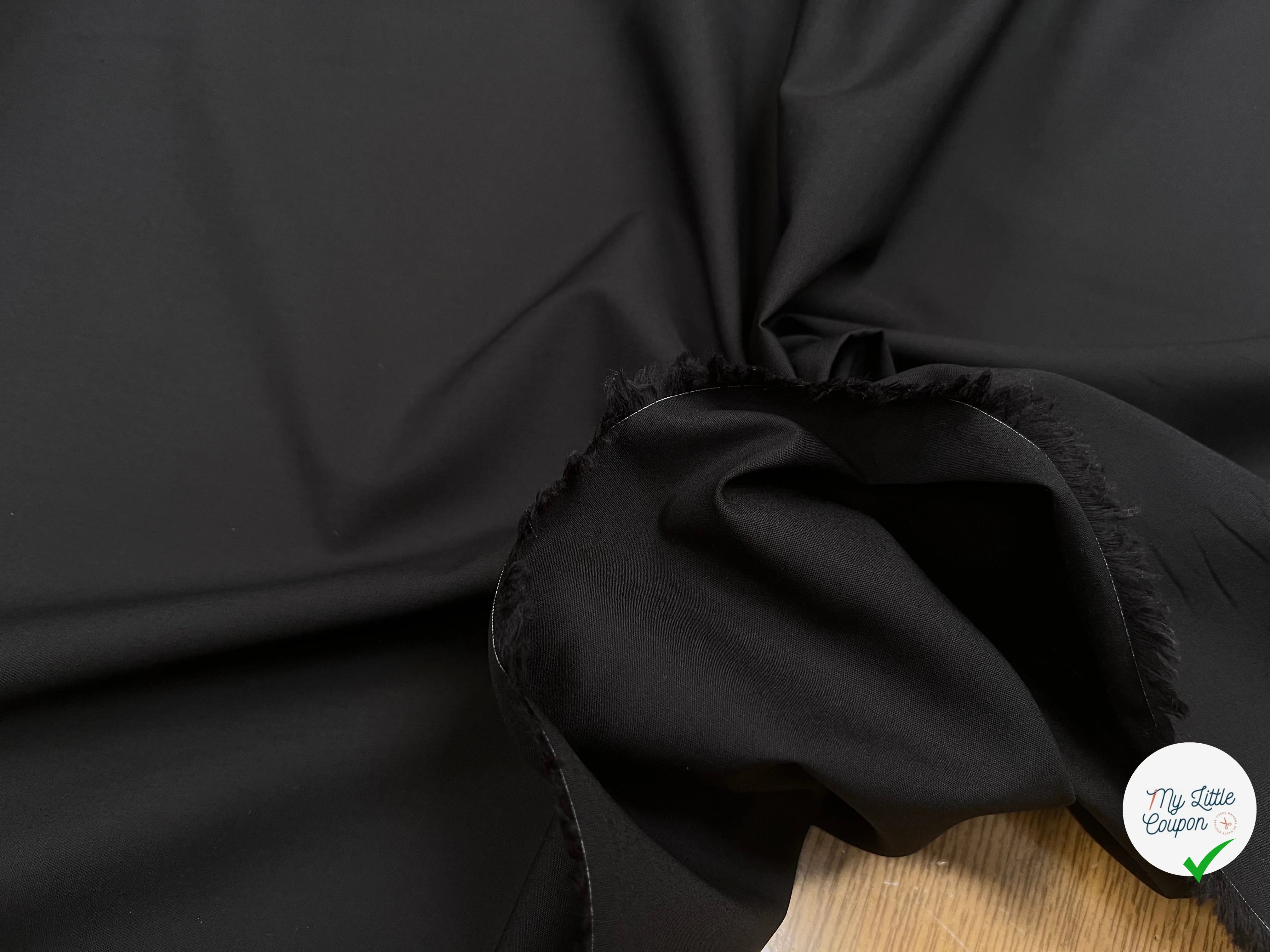 POPELINE DE COTON LISSE NOIR EFFET ROSÉ 150CM - My Little Coupon