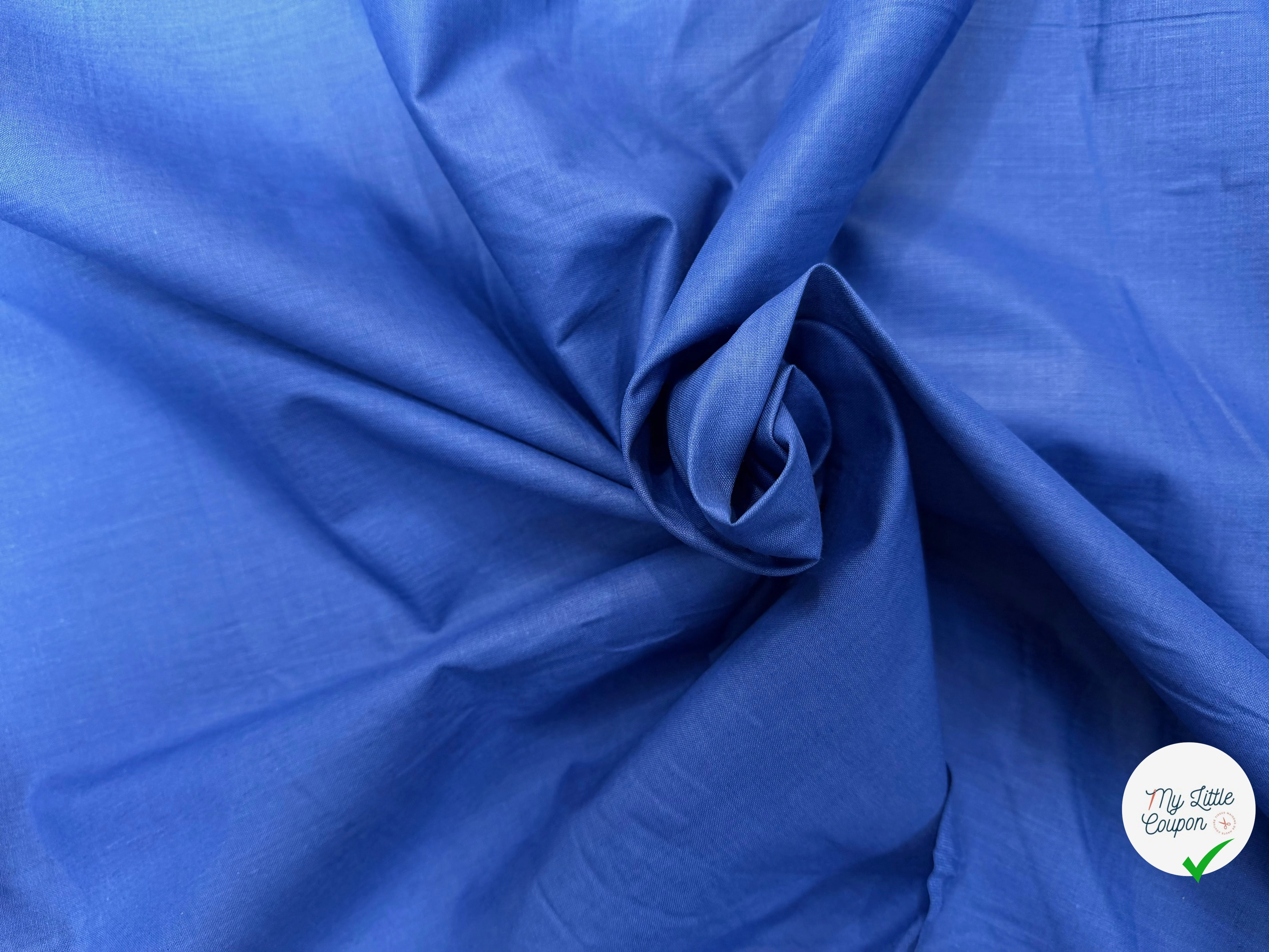 POPELINE DE COTON MERCERISÉ DOUBLE LAIZE BLEU - My Little Coupon