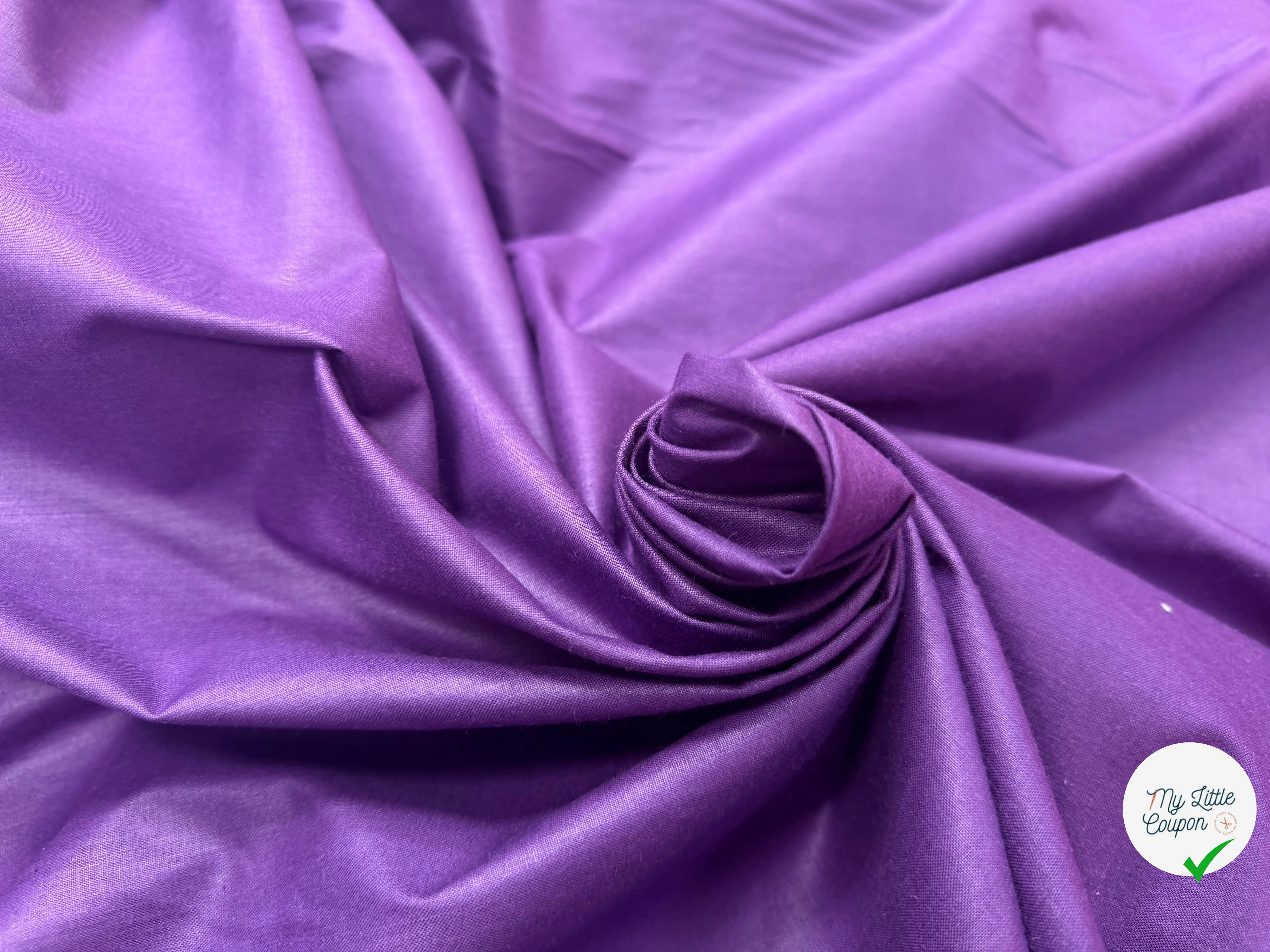 POPELINE DE COTON MERCERISE DOUBLE LAIZE VIOLET - My Little Coupon