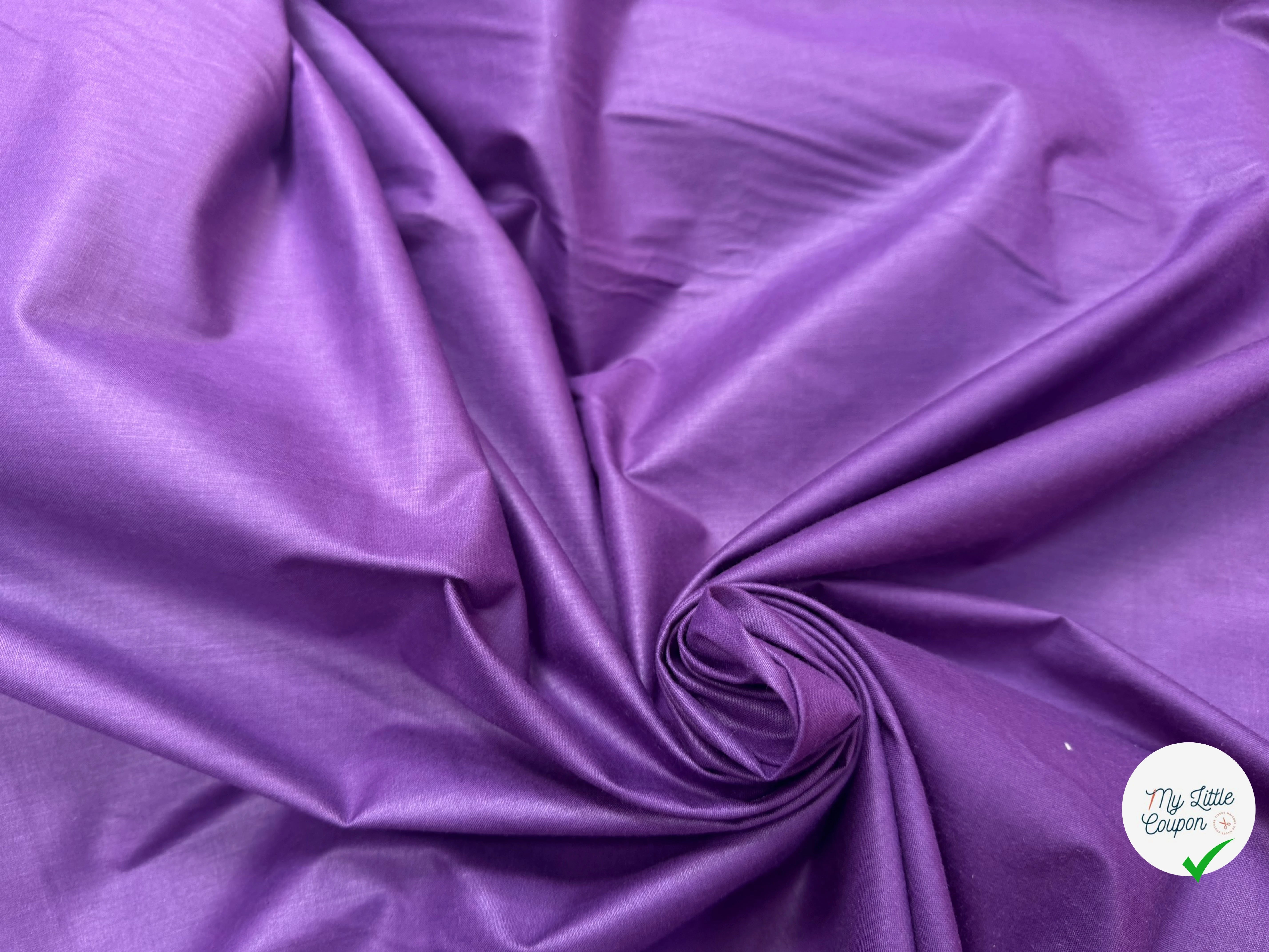 POPELINE DE COTON MERCERISE DOUBLE LAIZE VIOLET - My Little Coupon