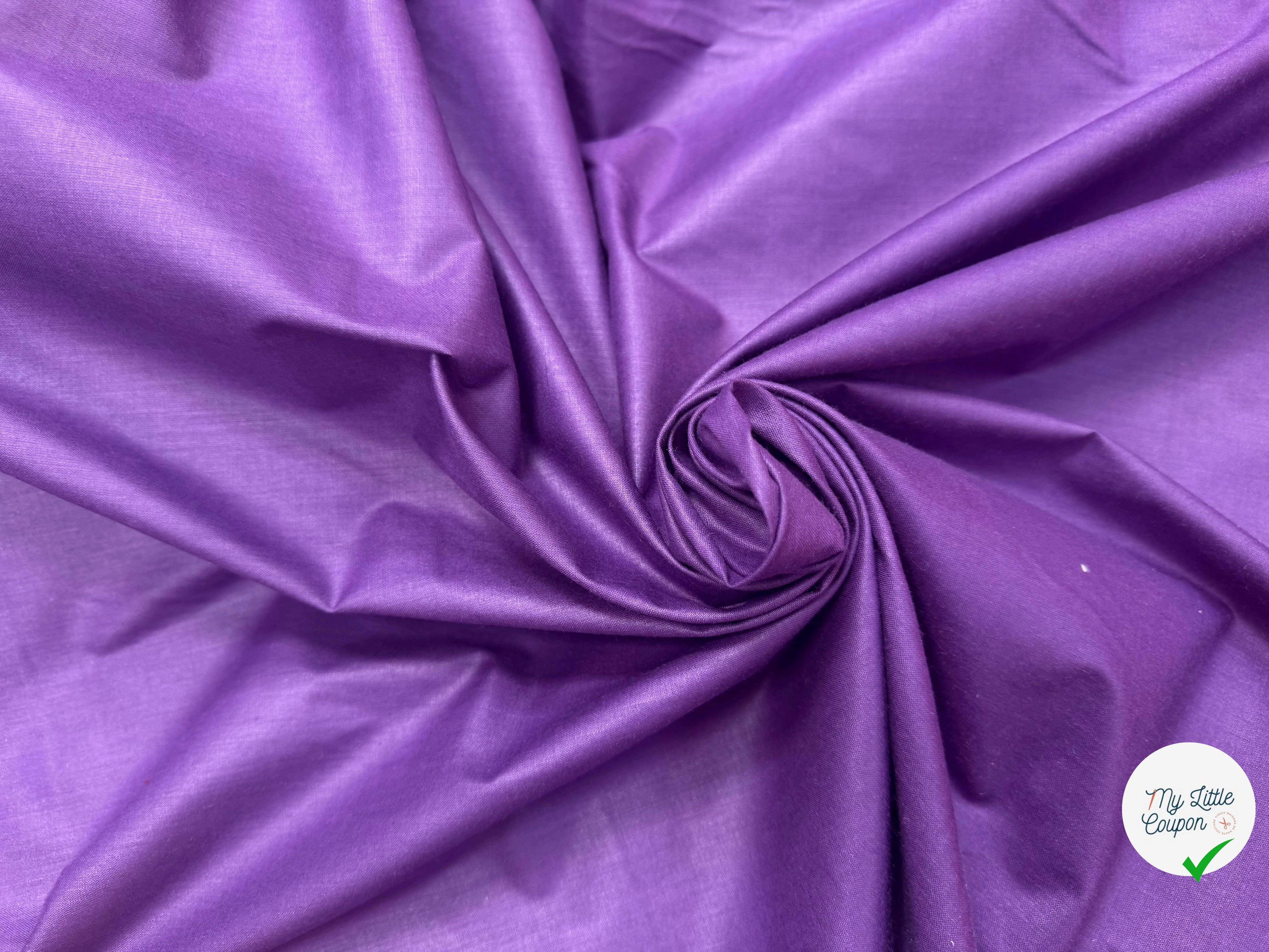 POPELINE DE COTON MERCERISE DOUBLE LAIZE VIOLET - My Little Coupon