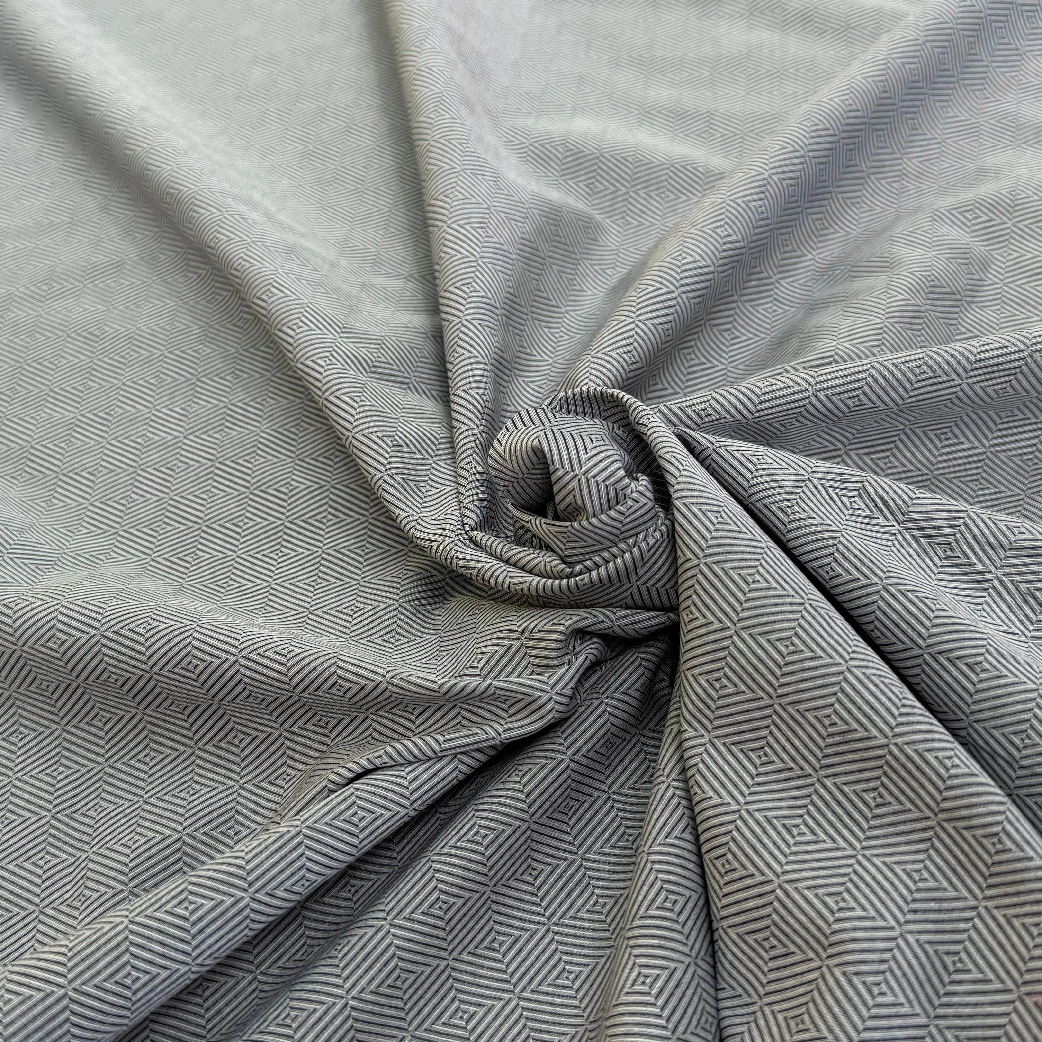 POPELINE DE COTON MOTIFS GÉOMETRIQUES GRIS - My Little Coupon