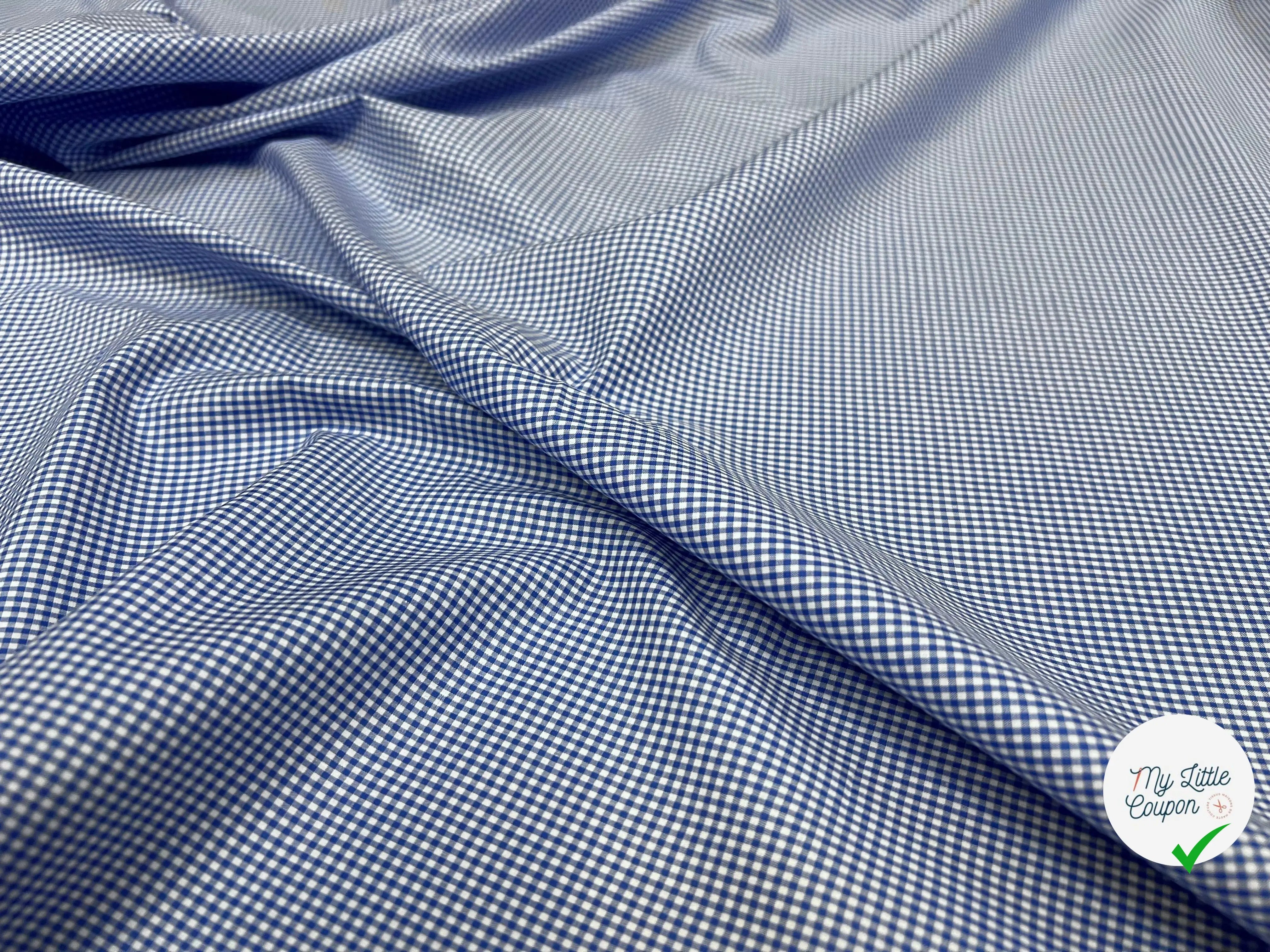 POPELINE DE COTON PETITS CARREAUX BLEUS FONCÉS OEKOTEX - My Little Coupon