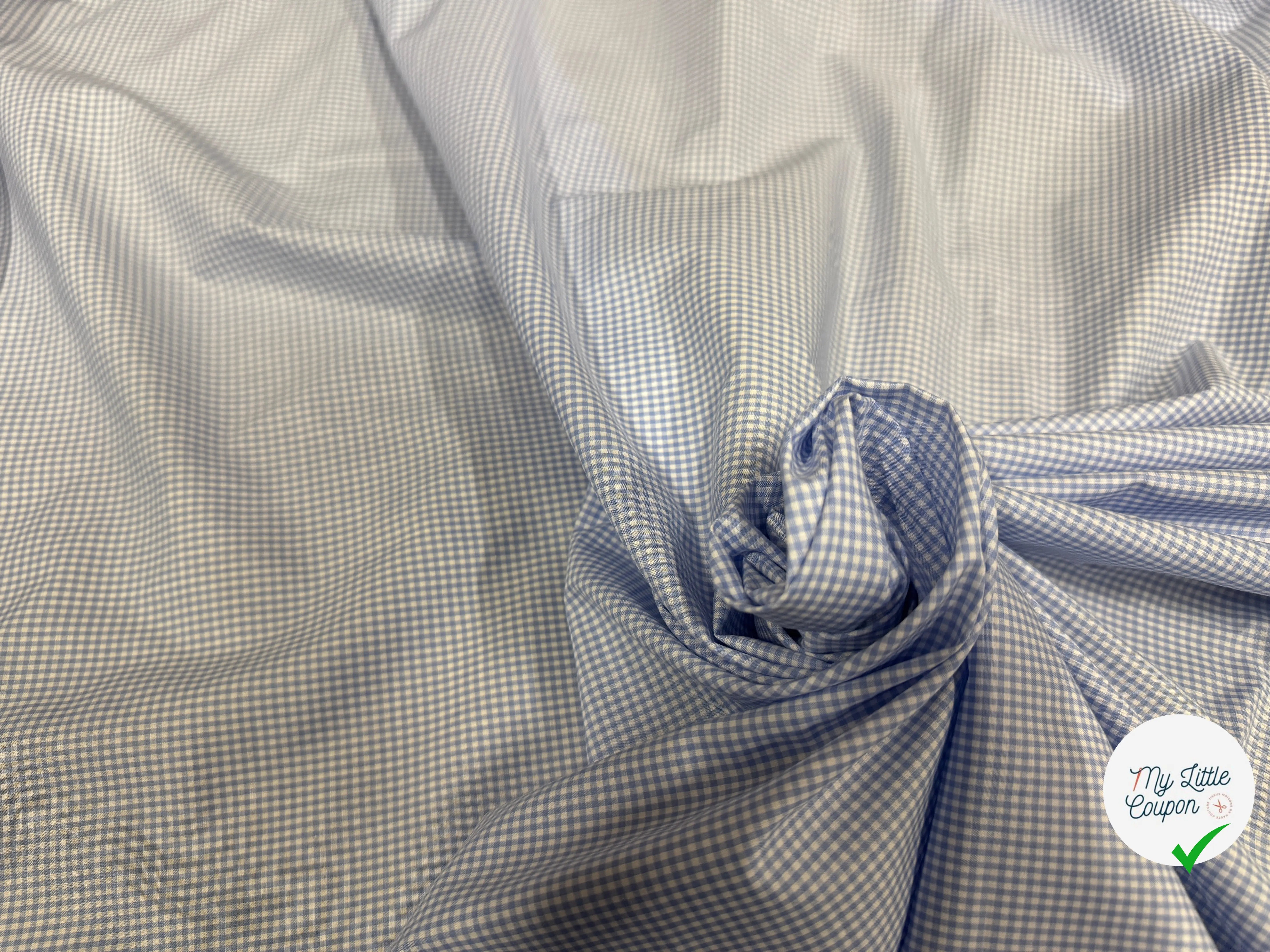 POPELINE DE COTON PETITS CARREAUX BLEUS OEKOTEX - My Little Coupon