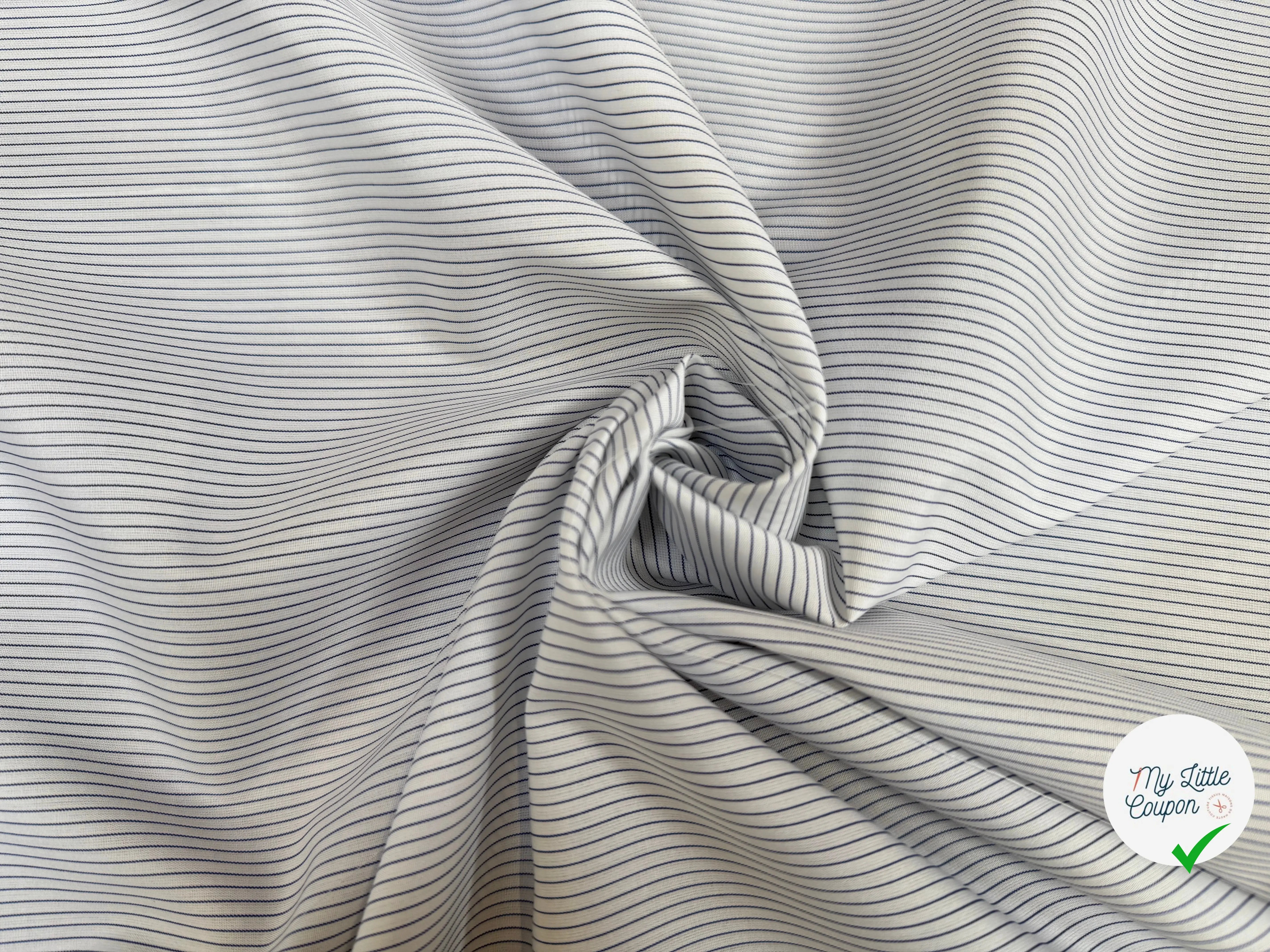 POPELINE DE COTON RAYURES BLANC ET BLEU - My Little Coupon