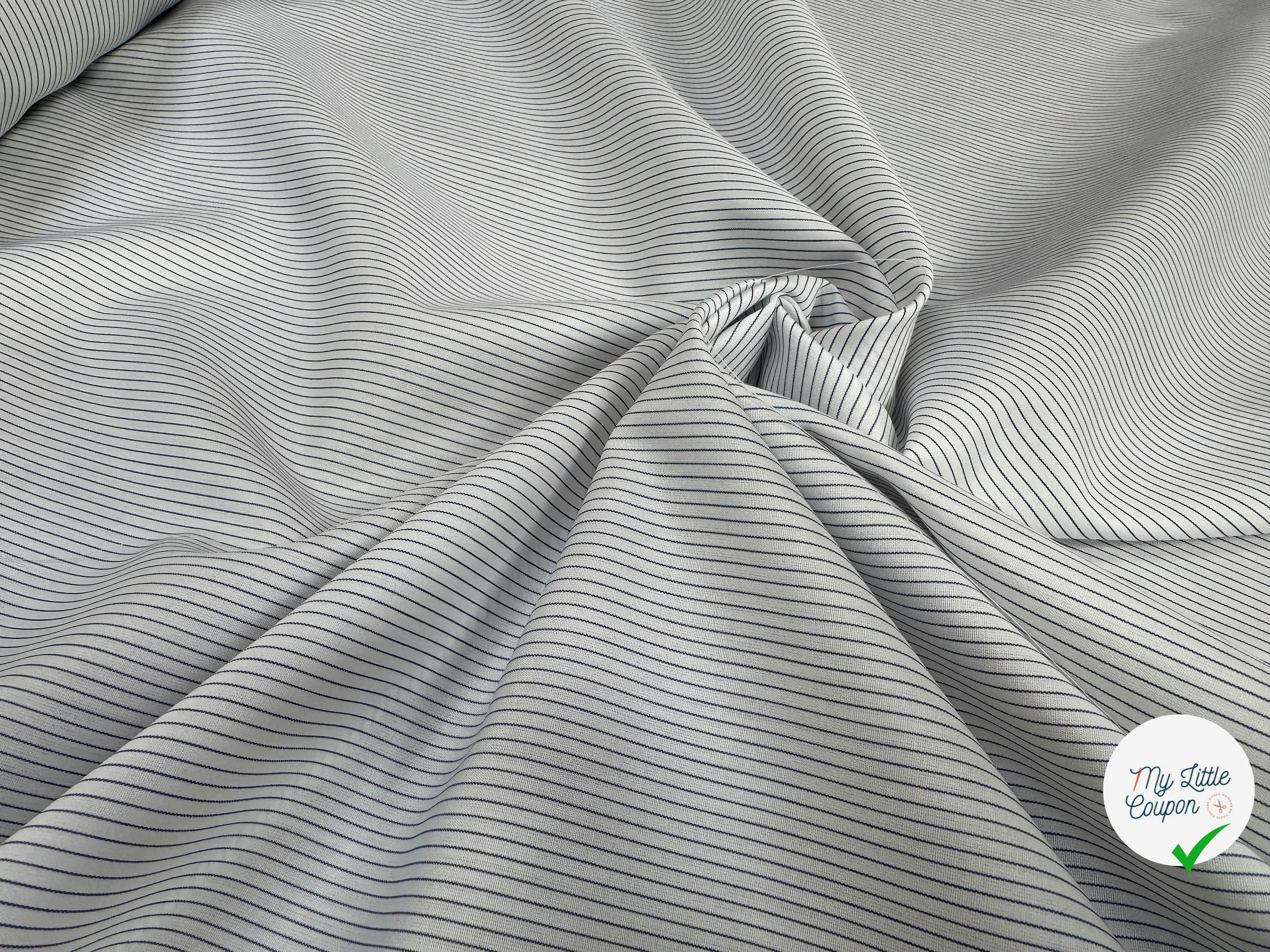 POPELINE DE COTON RAYURES BLANC ET BLEU - My Little Coupon