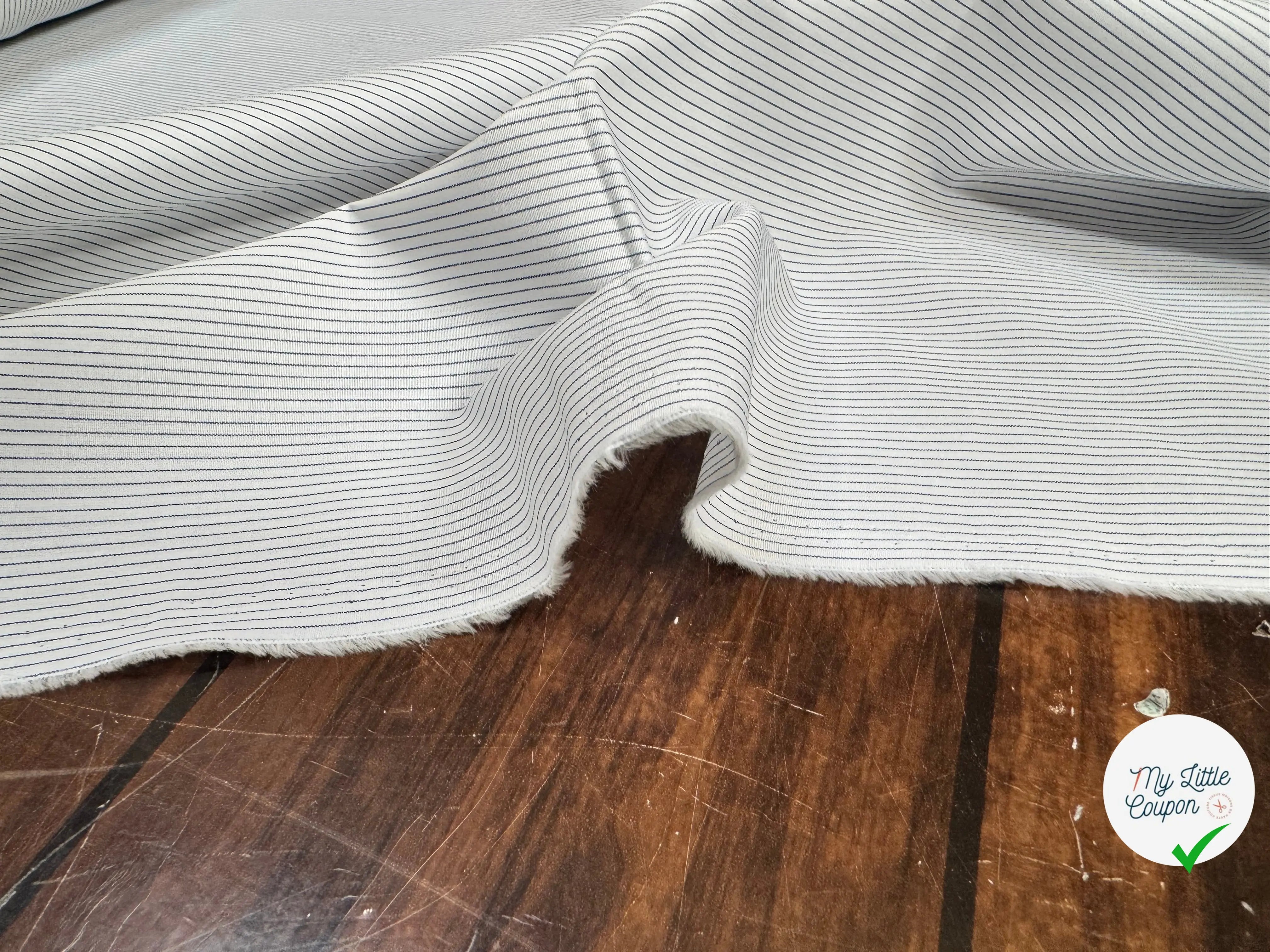 POPELINE DE COTON RAYURES BLANC ET BLEU - My Little Coupon