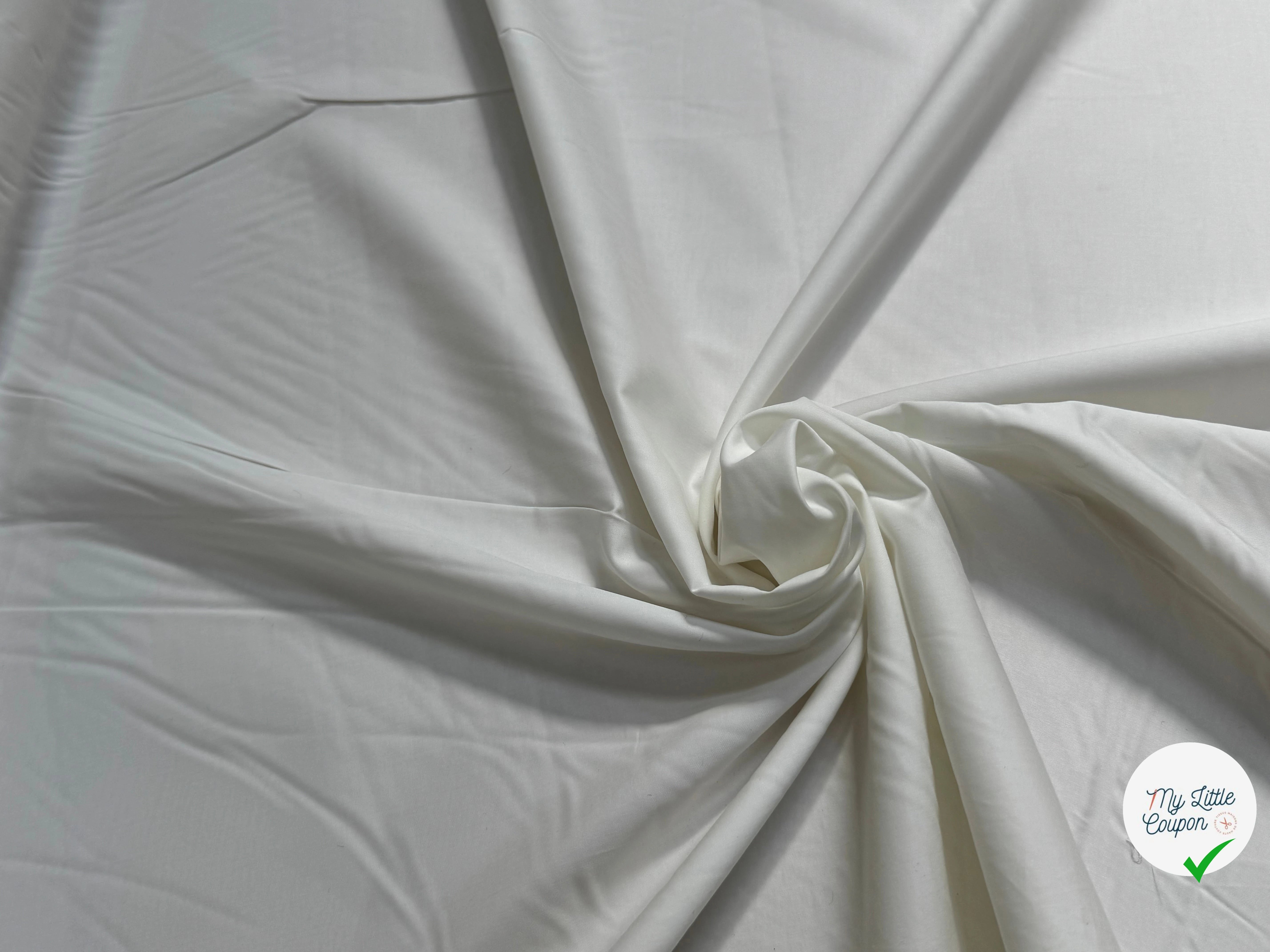POPELINE DE COTON SATINÉE BLANC CASSÉ STRETCH QUALITÉ COUTURE TOUCHER DOUX - My Little Coupon