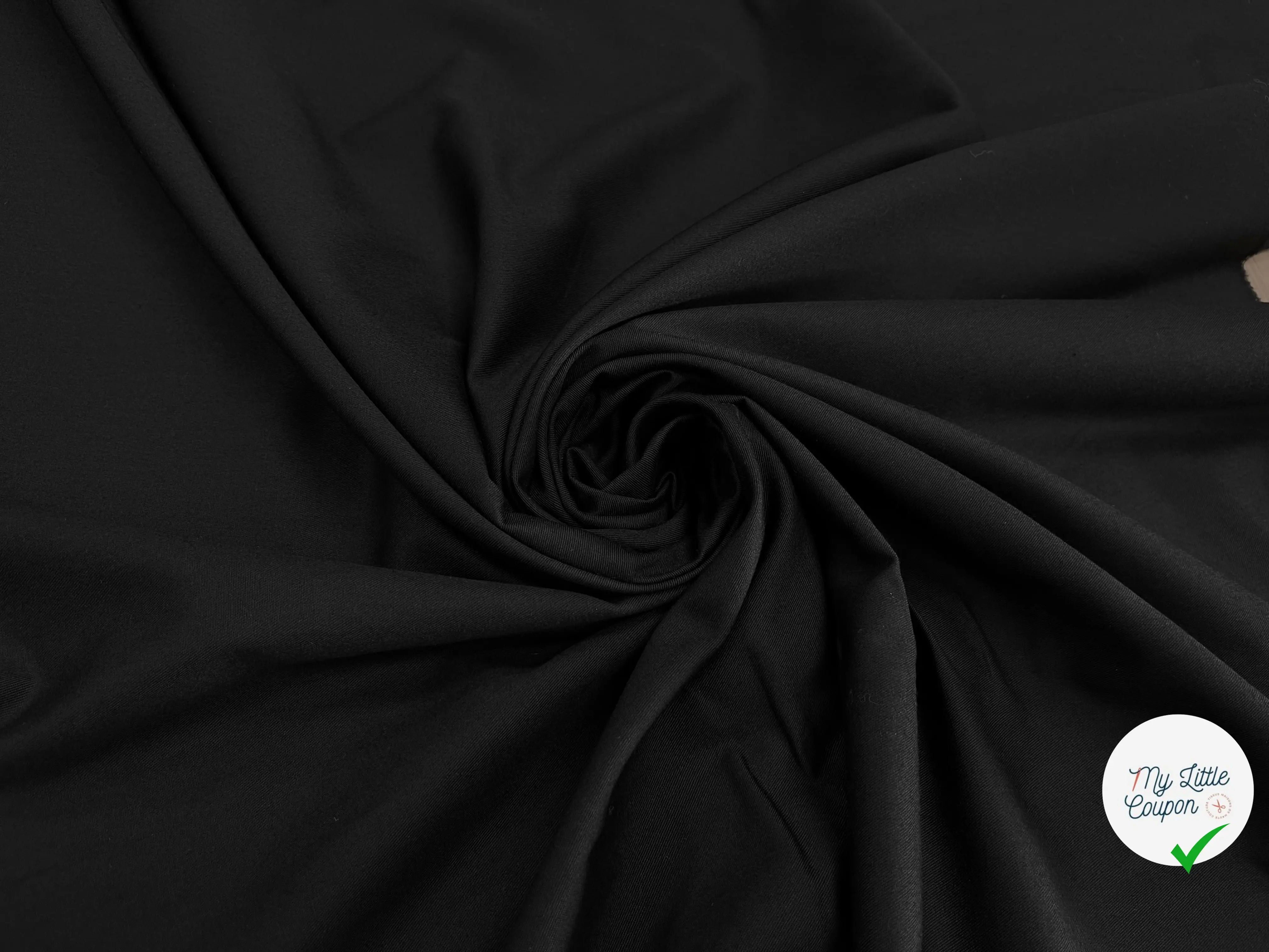 POPELINE DE COTON SERGÉE NOIR - My Little Coupon
