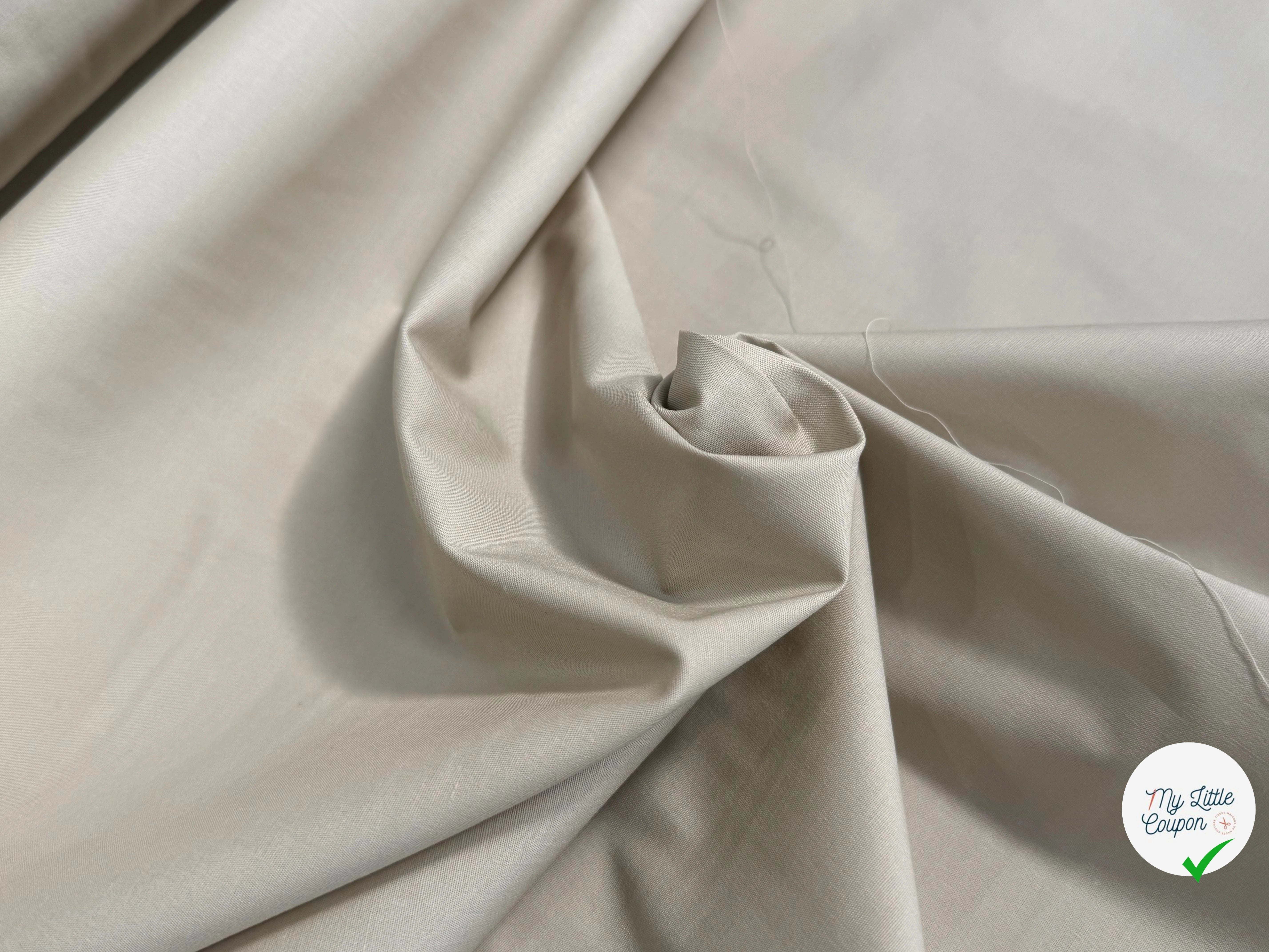 POPELINE DE COTON STRETCH BEIGE CLAIR ULTRA BEAU - My Little Coupon