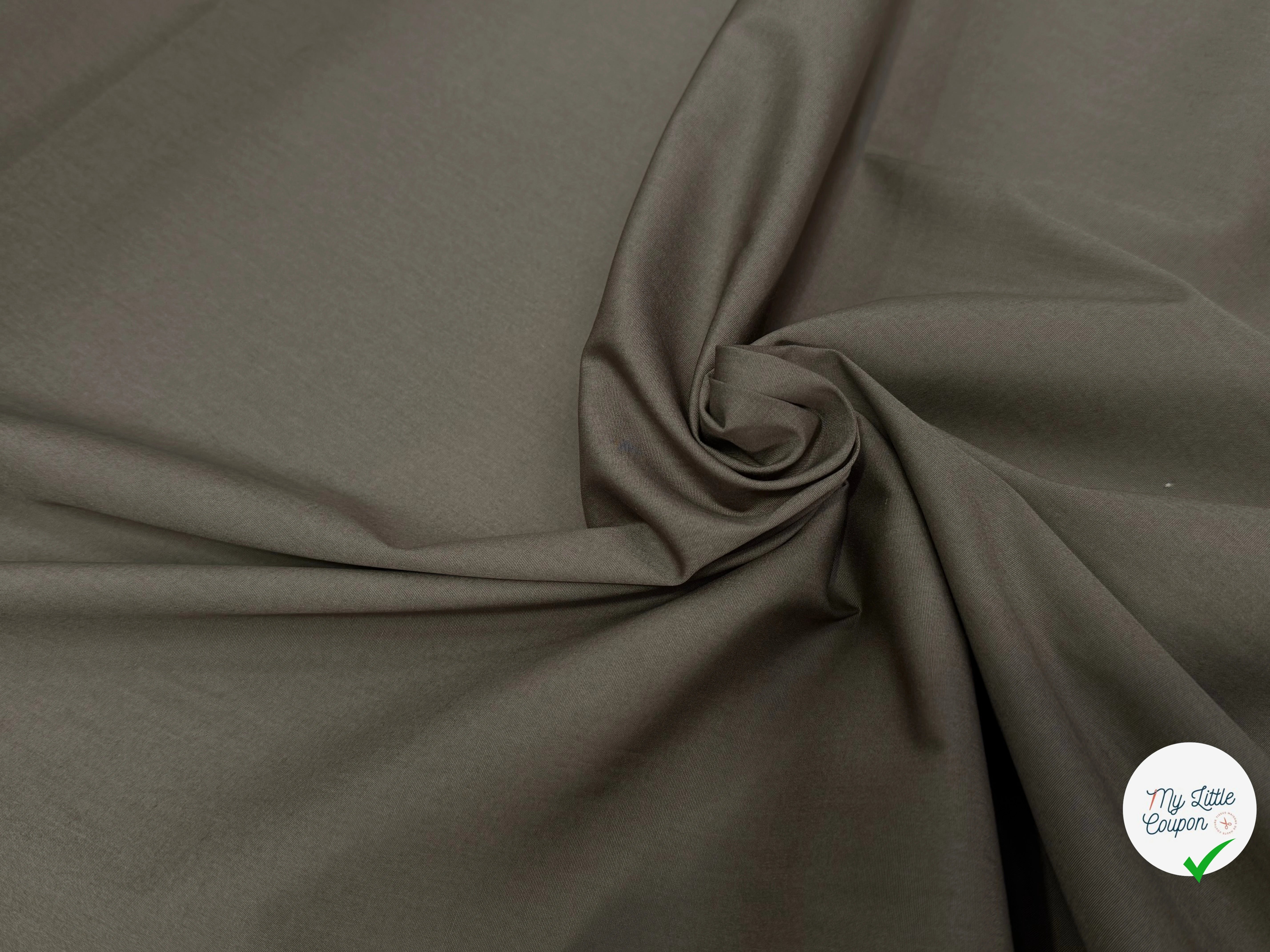 POPELINE DE COTON STRETCH SUBLIME GRIS KAKI ÉFFET CRAQUANT - My Little Coupon